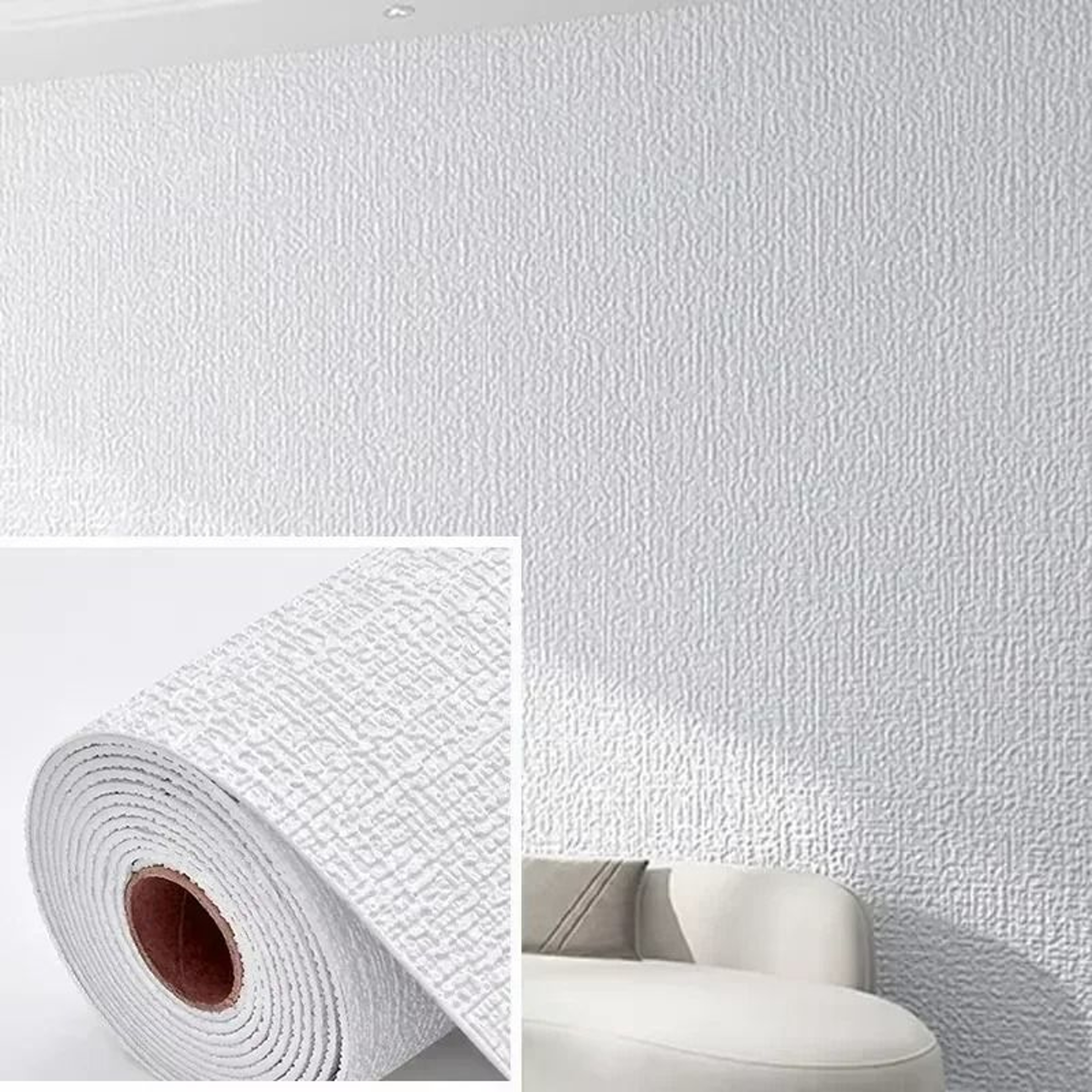 50cm X 10m PVC Solid Color Thickened Linen 3D Foam SelfAdhesive Wallpaper 7