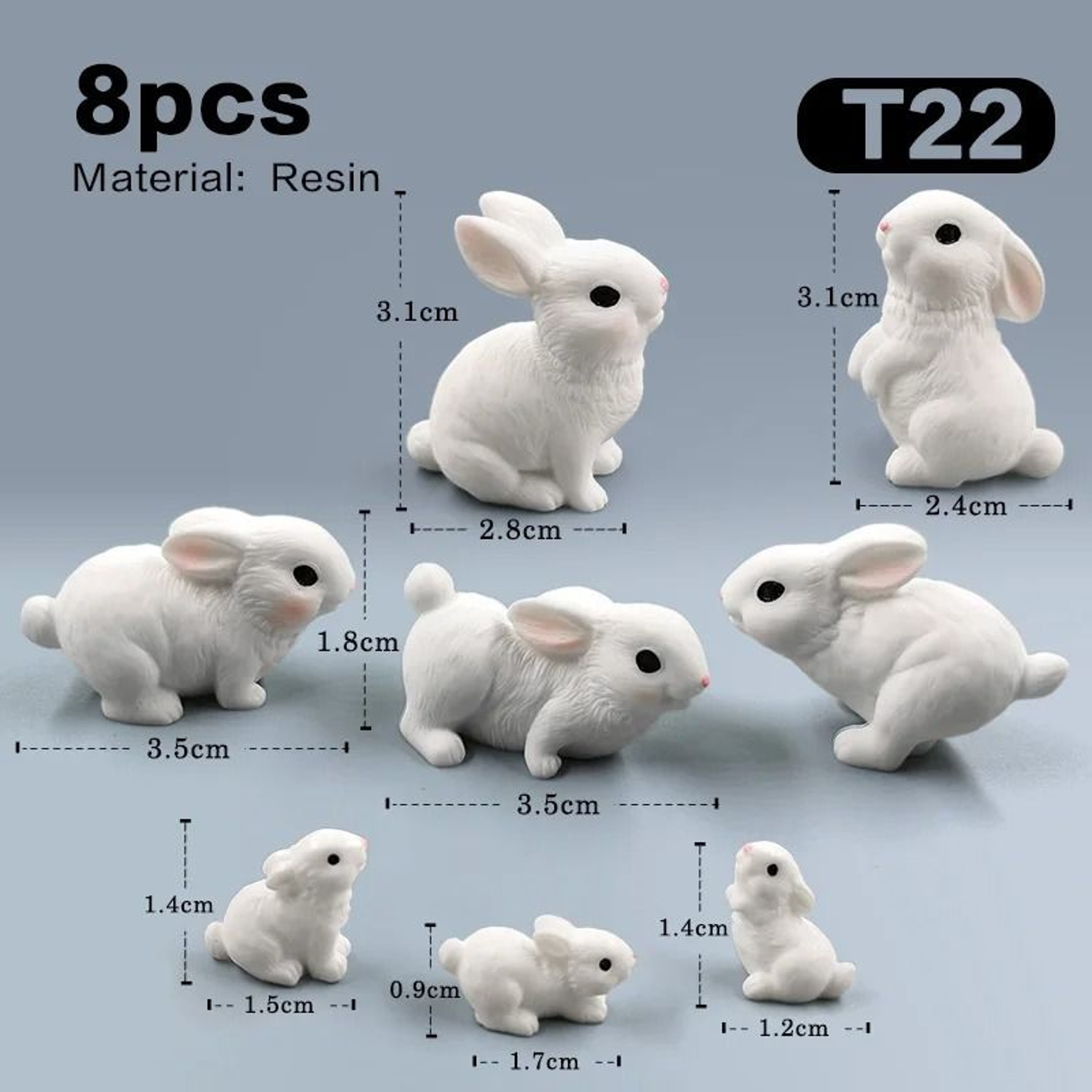 Cute Mini Easter Rabbit Figurine Fairy Garden  Kawaii Desktop Decoration 5