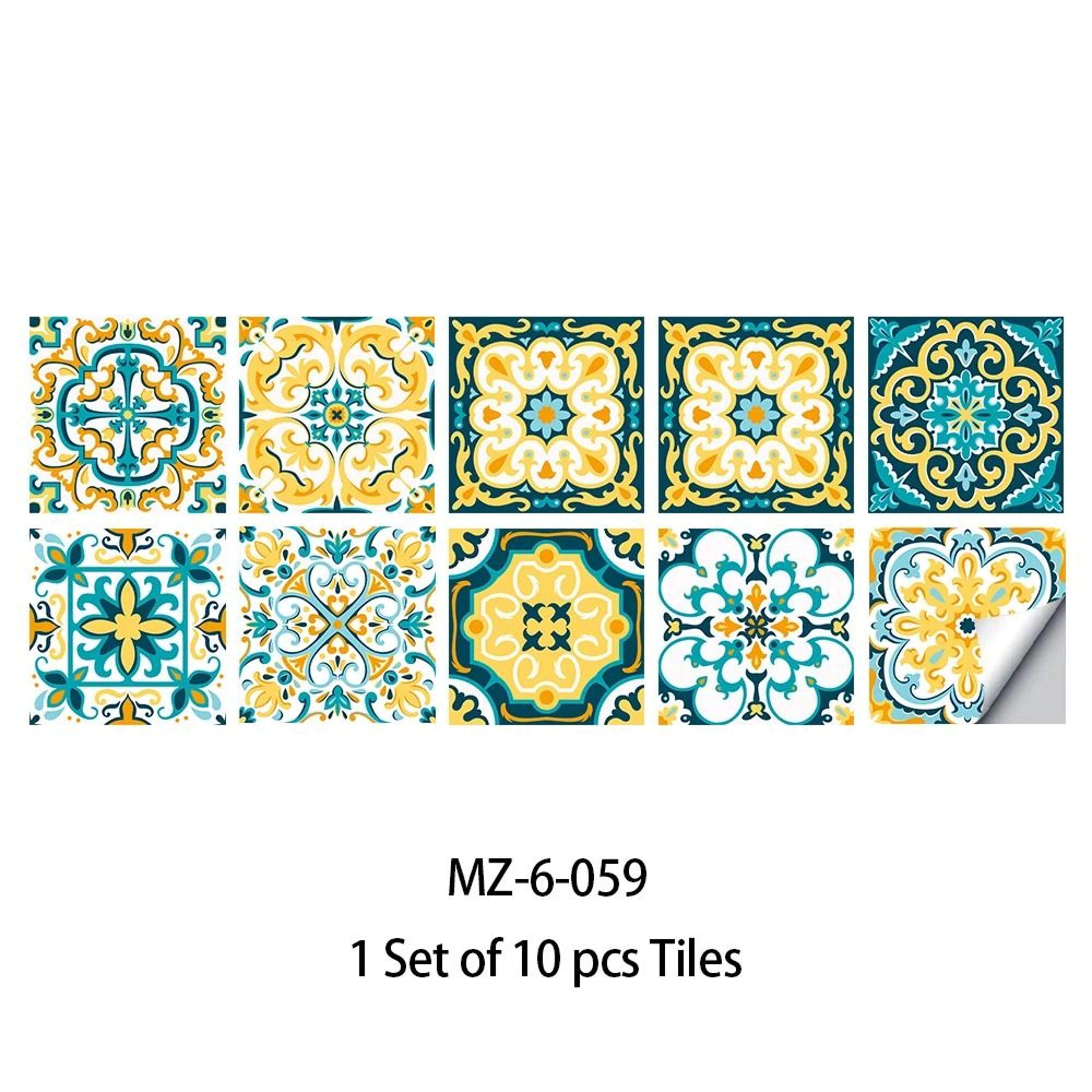 10Pcs Blue  Gray Matte Surface Tile Stickers Peel  Stick Floor  Wall Decals 27