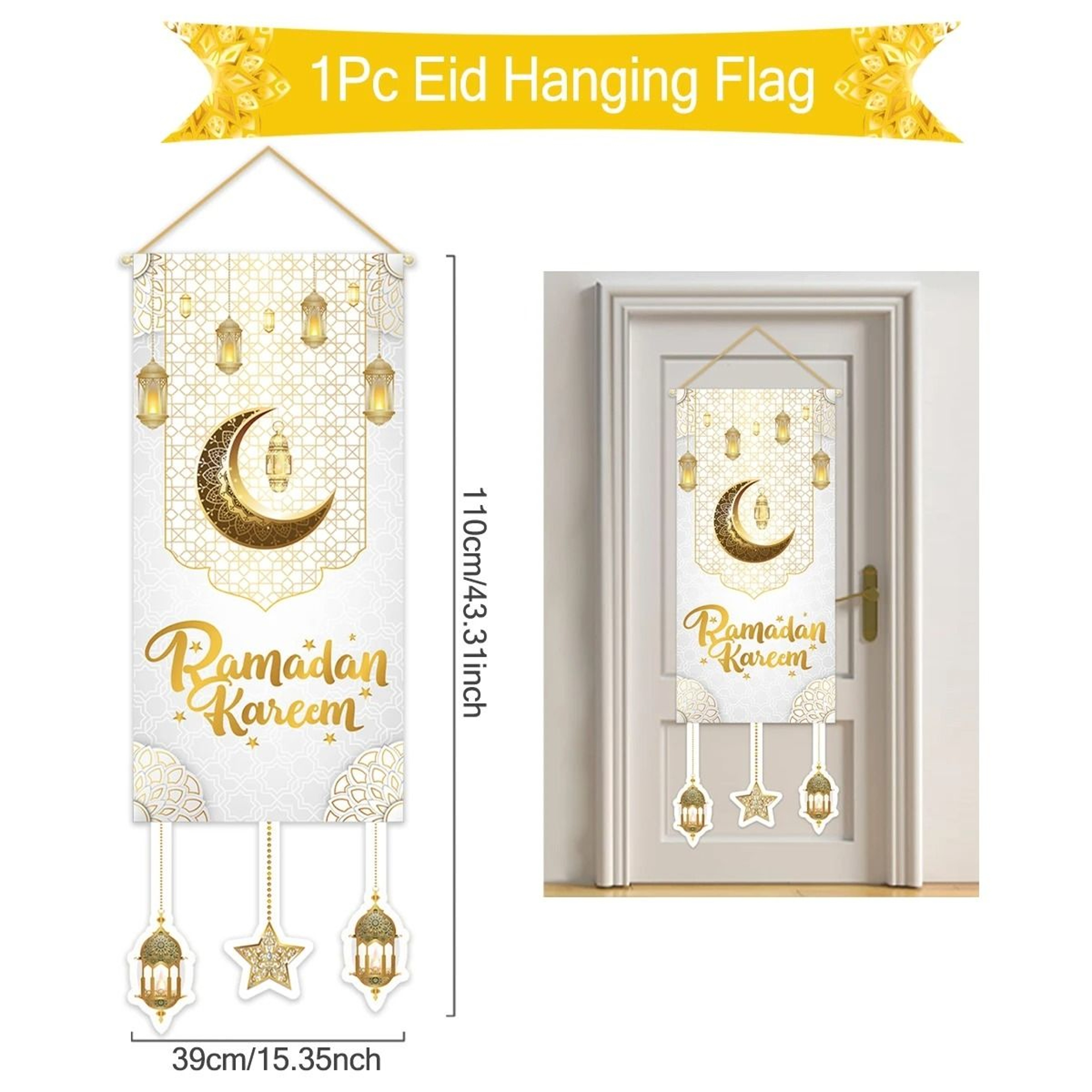 Ramadan Kareem Hanging Banner Flag Eid Mubarak Home  Party Decoration 17