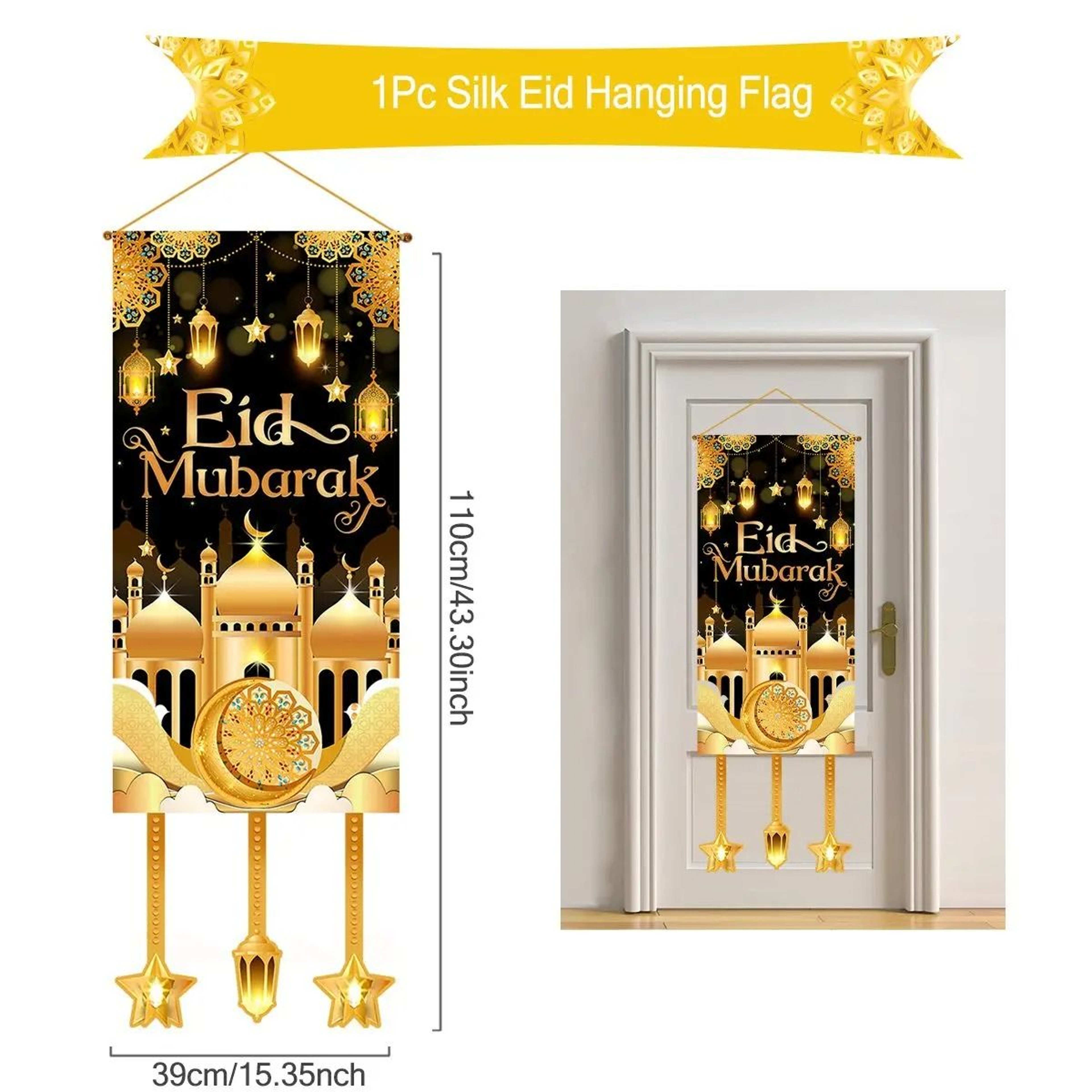 Ramadan Kareem Hanging Banner Flag Eid Mubarak Home  Party Decoration 24