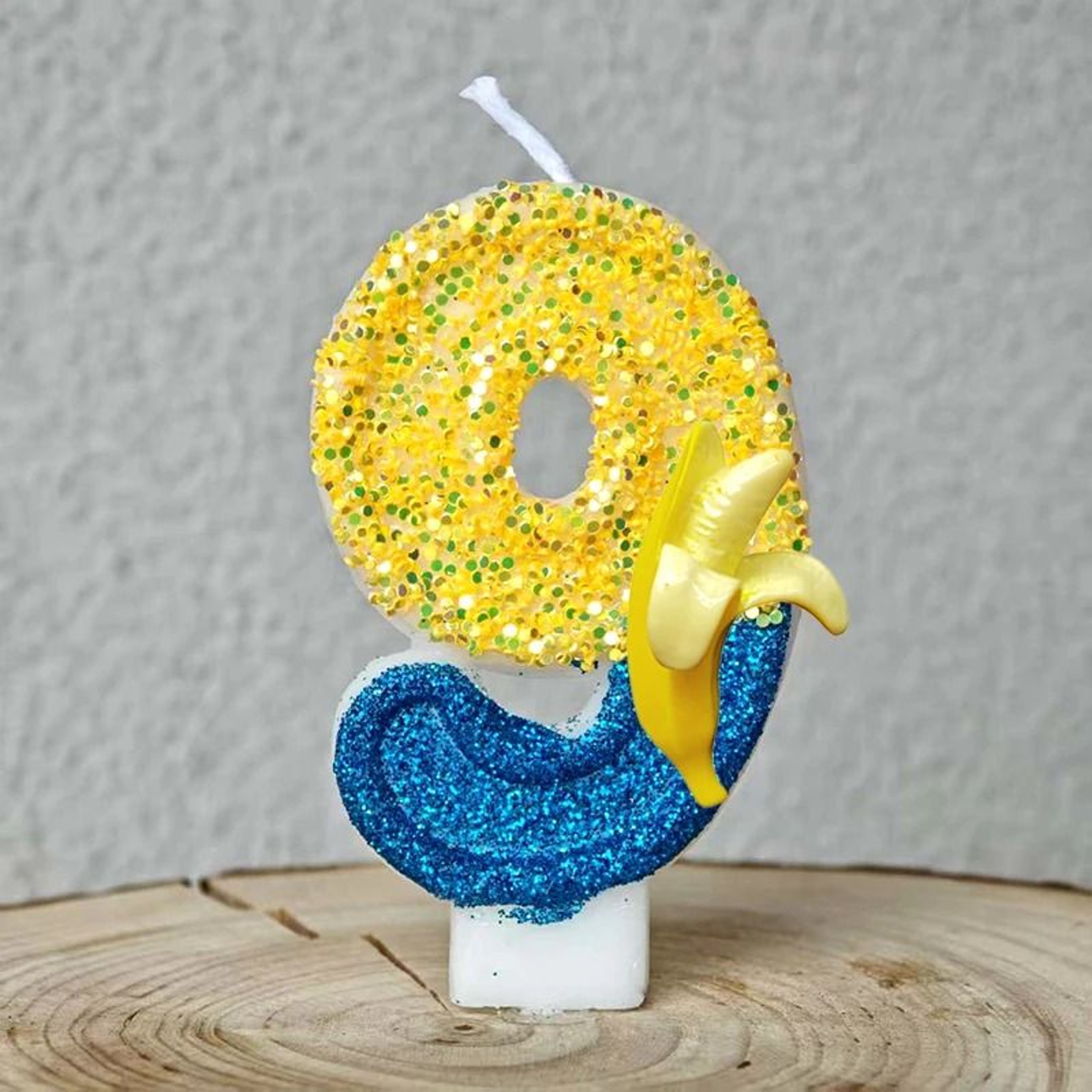 Cute Yellow Banana Man Number 09 Candle Cartoon Anime Kids Birthday Cake Topper 9