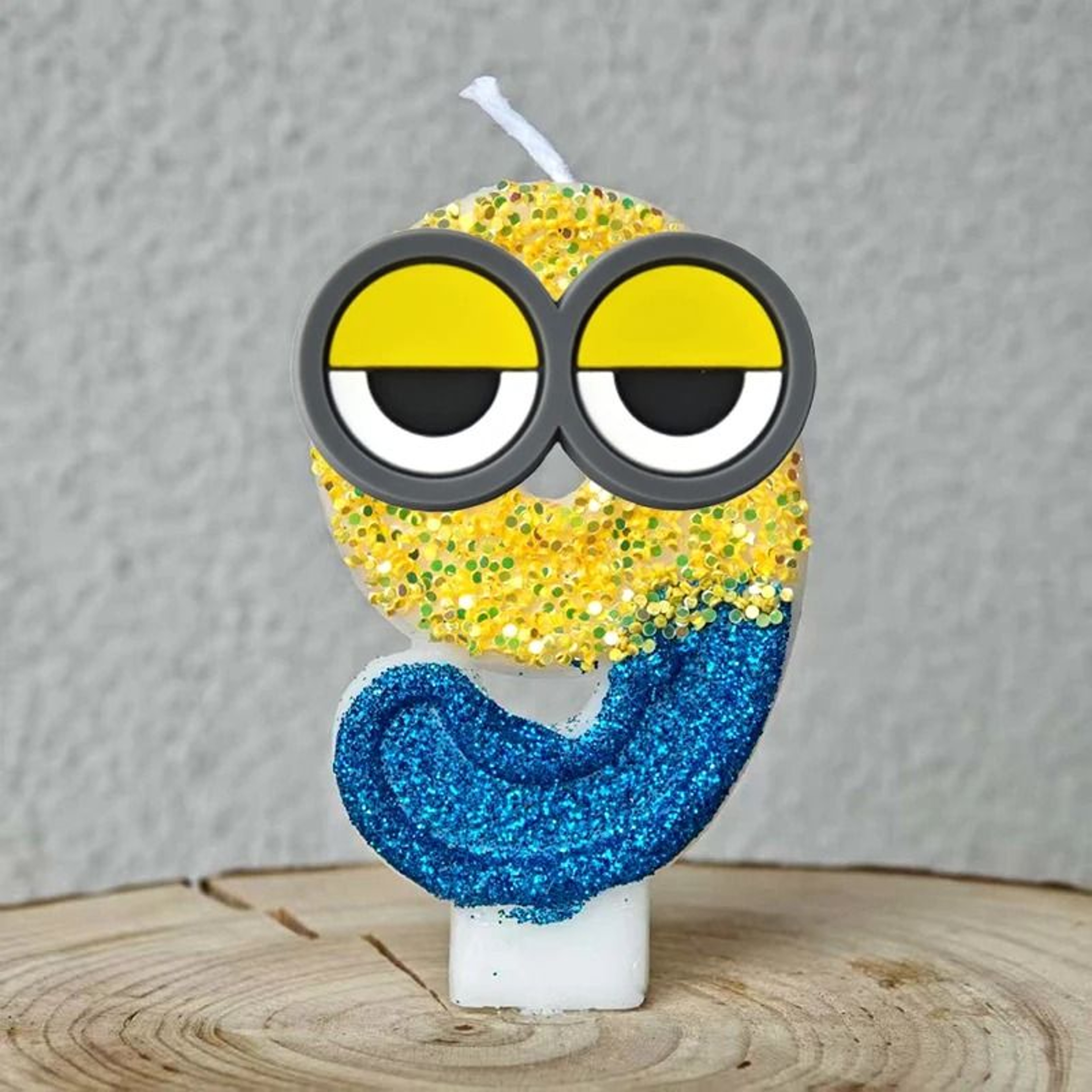 Cute Yellow Banana Man Number 09 Candle Cartoon Anime Kids Birthday Cake Topper 19