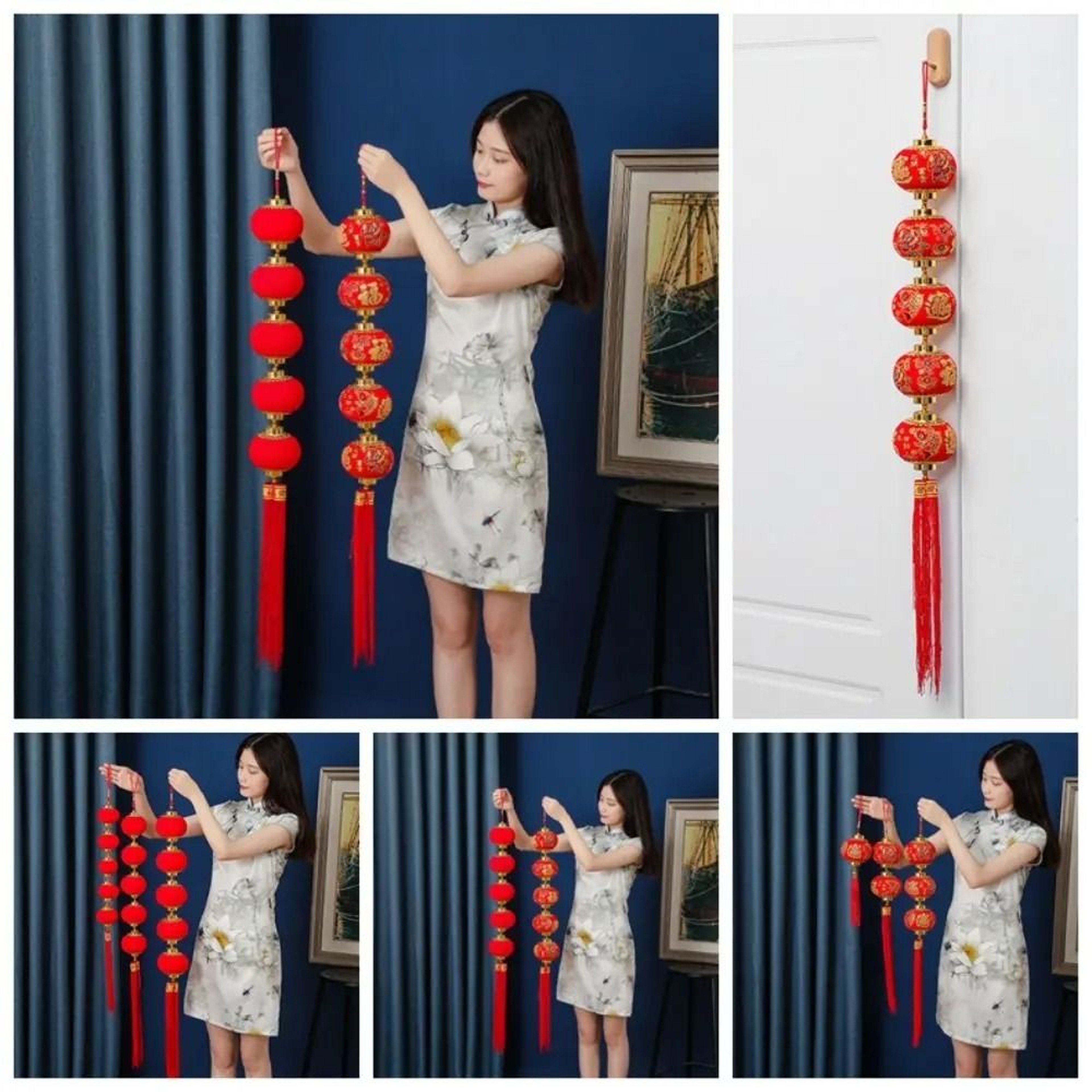 New Year Lantern String Chinese Pendant Decor Circular Door  Window Hanging Lanterns 1
