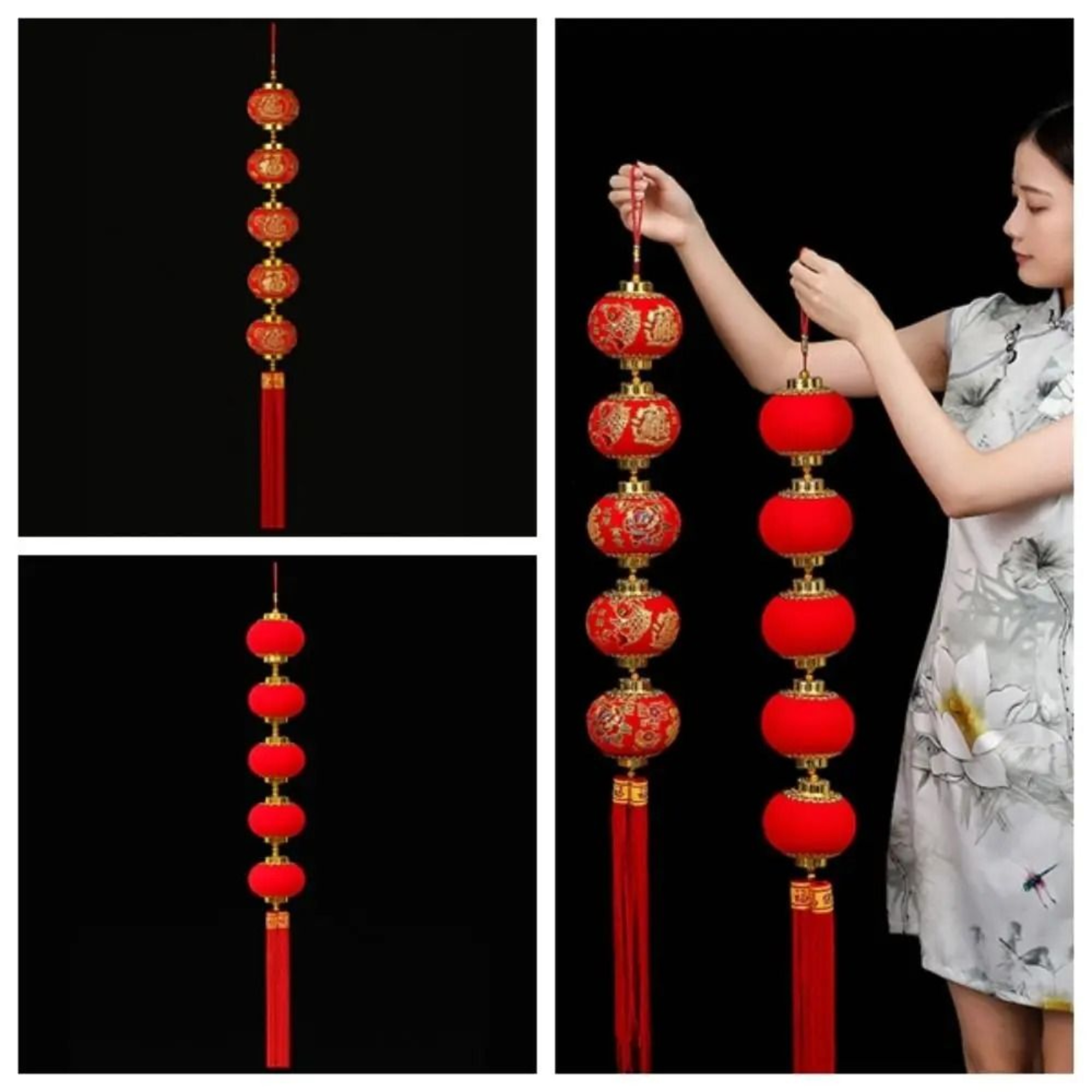 New Year Lantern String Chinese Pendant Decor Circular Door  Window Hanging Lanterns 3