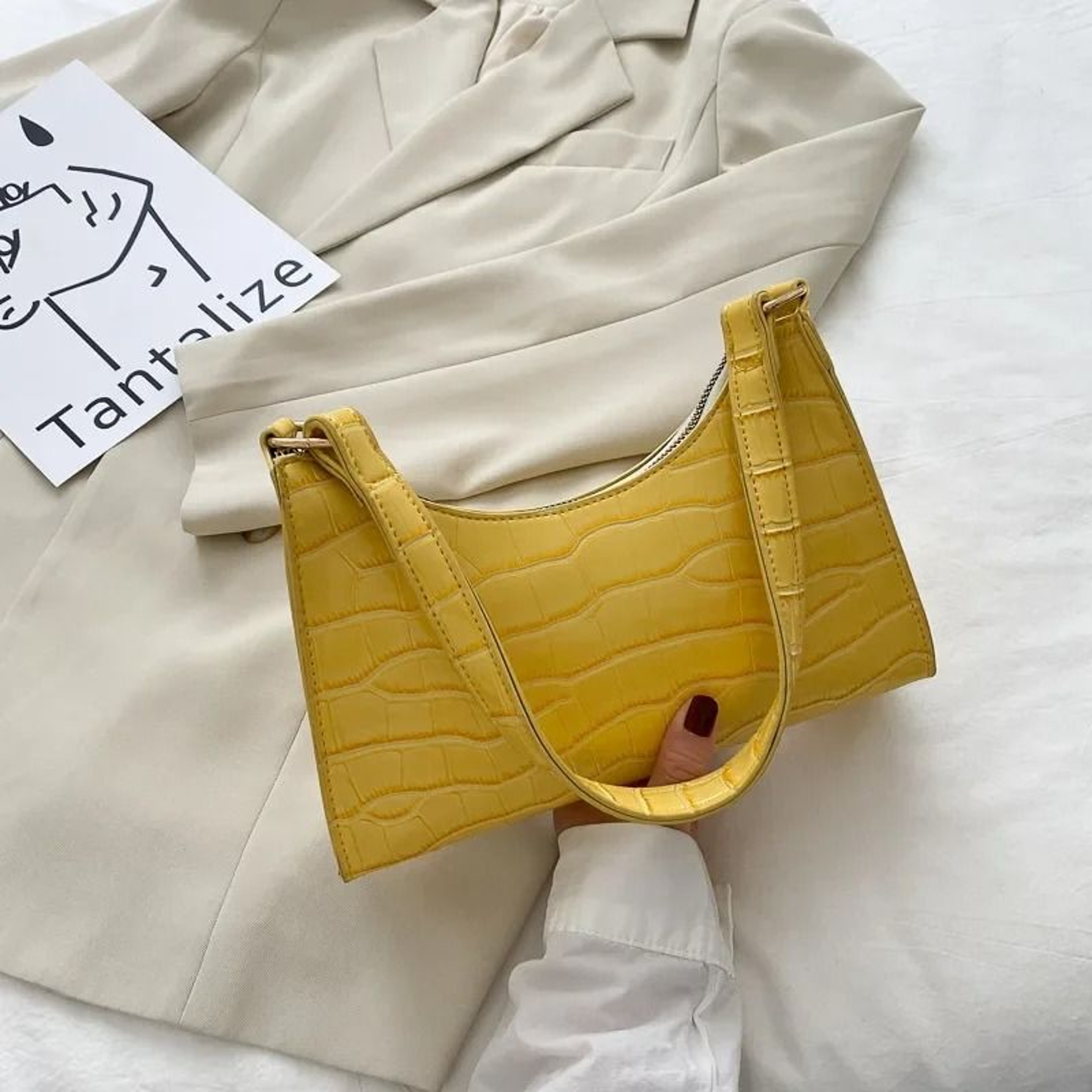 Retro Alligator Pattern PU Leather Small Underarm Shoulder Bag  Clutch Tote 12