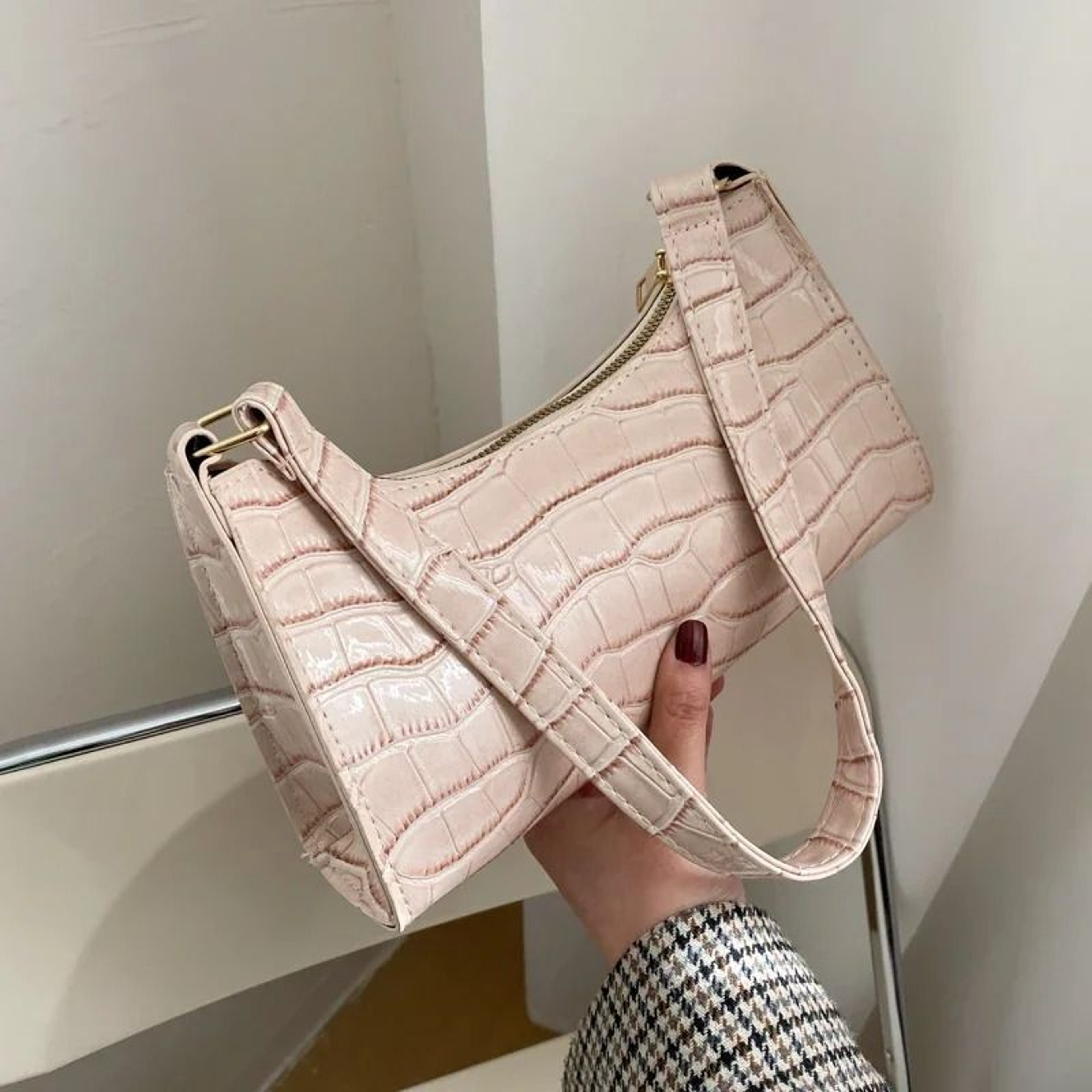 Retro Alligator Pattern PU Leather Small Underarm Shoulder Bag  Clutch Tote 6