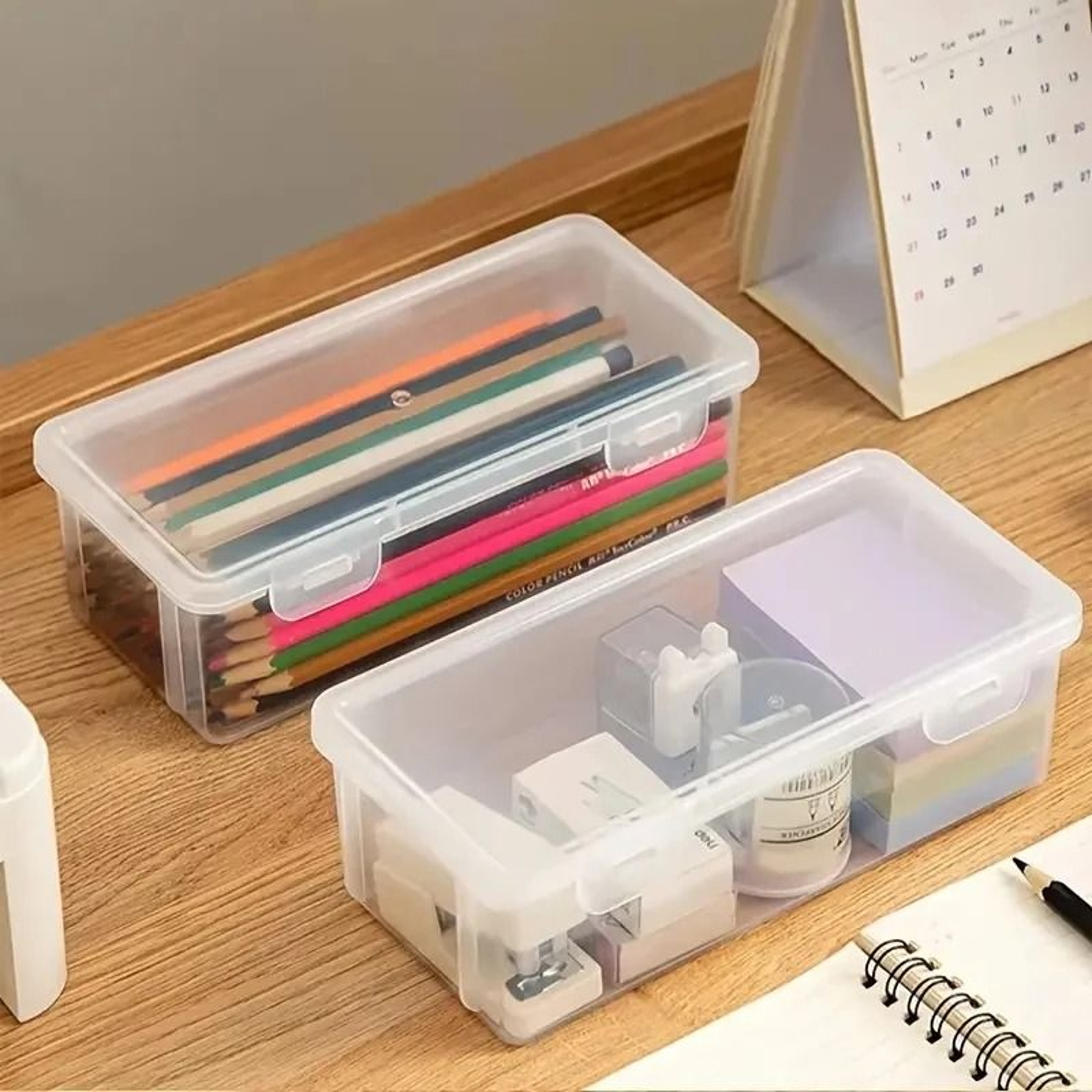 Transparent Plastic Pencil Box Clear Storage Organizer For School  Office Supplies 5