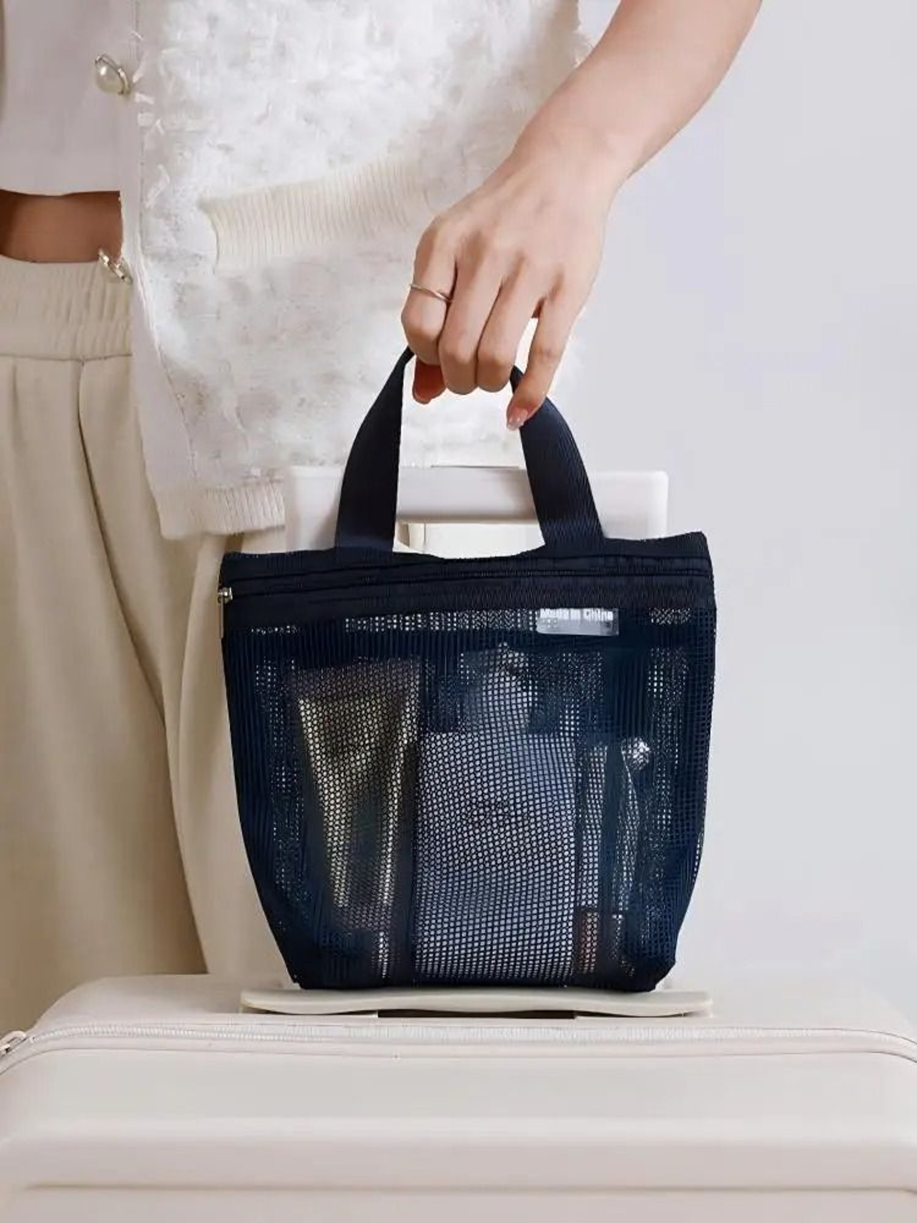 HOMEFISH Breathable Mesh Makeup Toiletry Bag Portable Shower Caddy Hanging Organizer 5