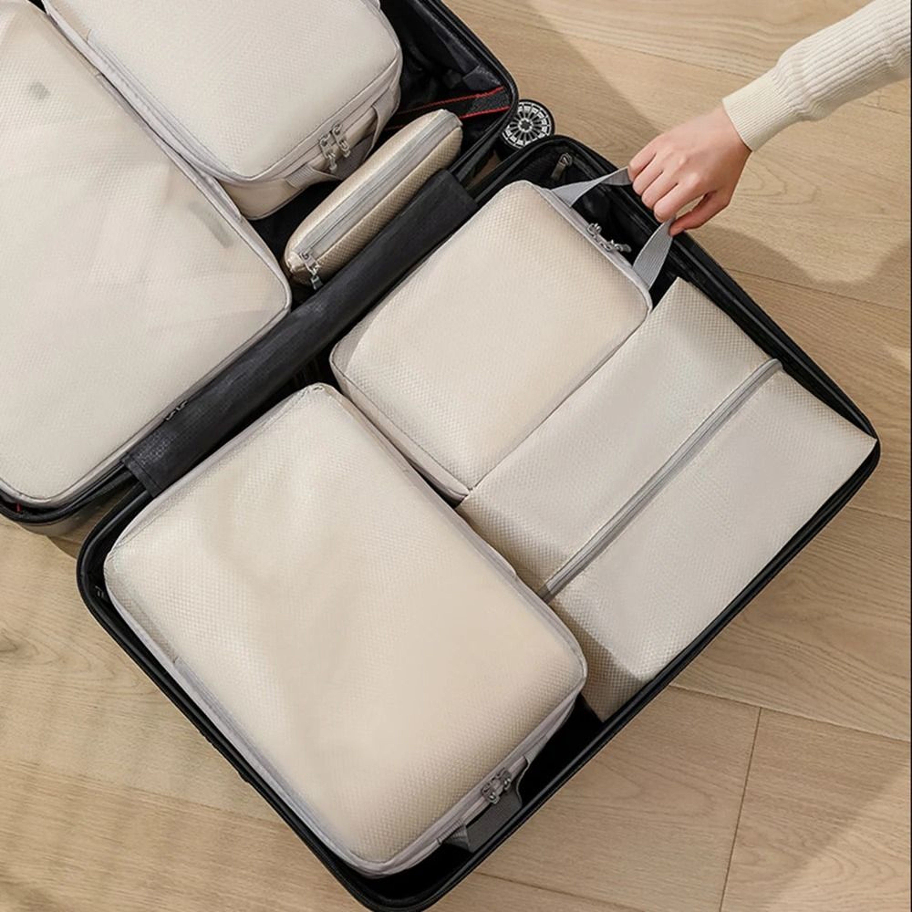 6Piece Compressible Travel Packing Cubes Set Waterproof Nylon Luggage Organizer 2