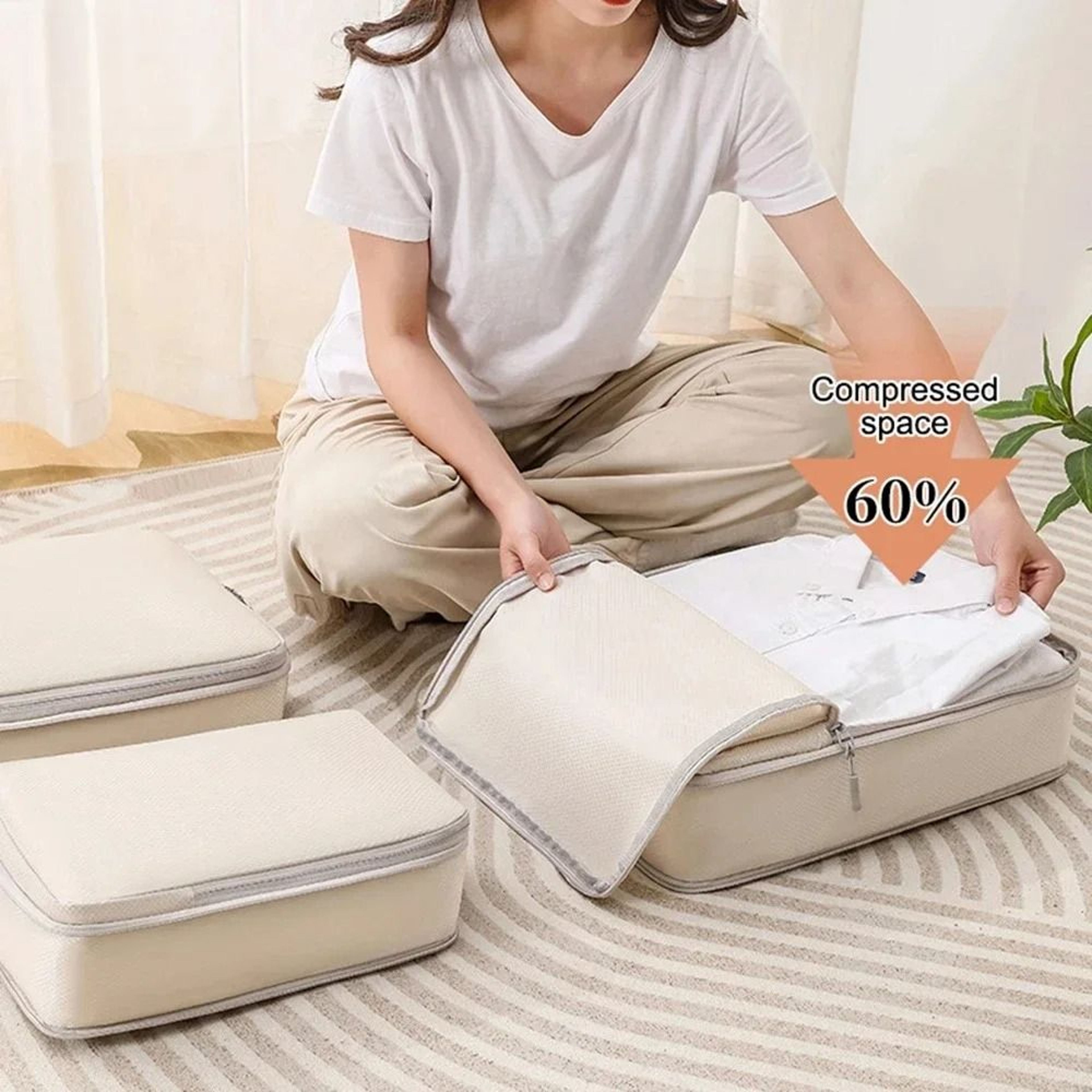 6Piece Compressible Travel Packing Cubes Set Waterproof Nylon Luggage Organizer 3
