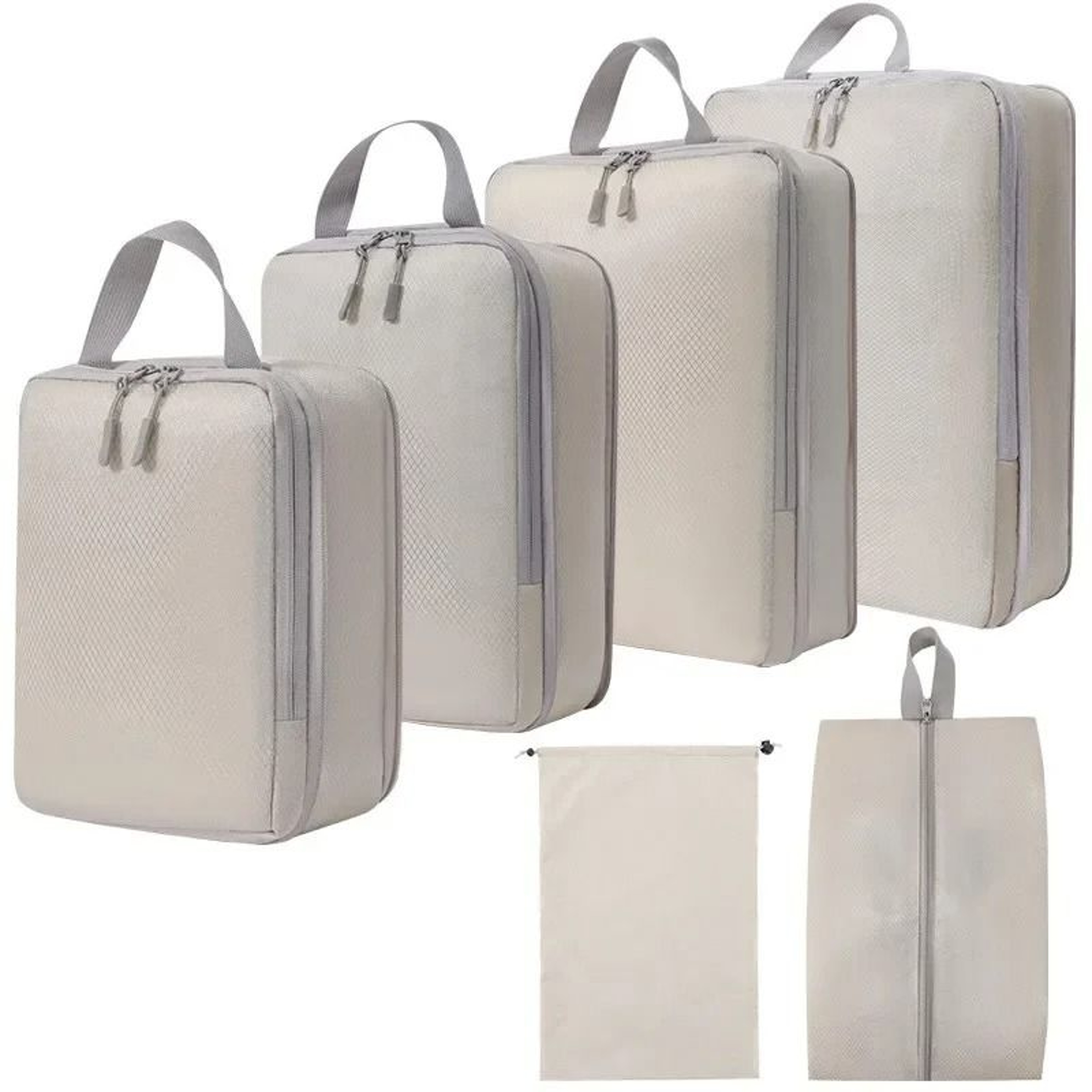 6Piece Compressible Travel Packing Cubes Set Waterproof Nylon Luggage Organizer 6