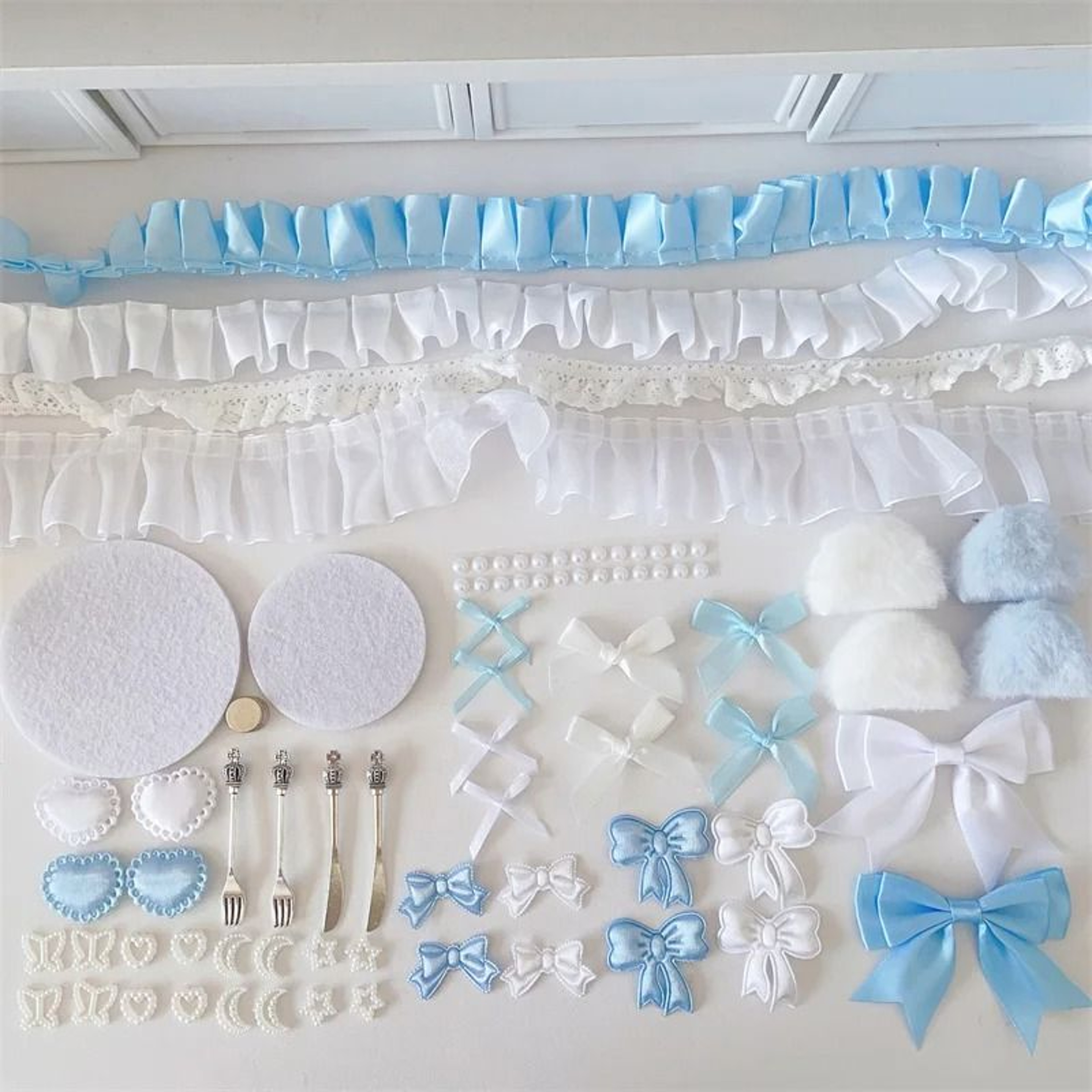 Pink Bow  Lace Accessories Set Color Material DIY Package For Itabag 4