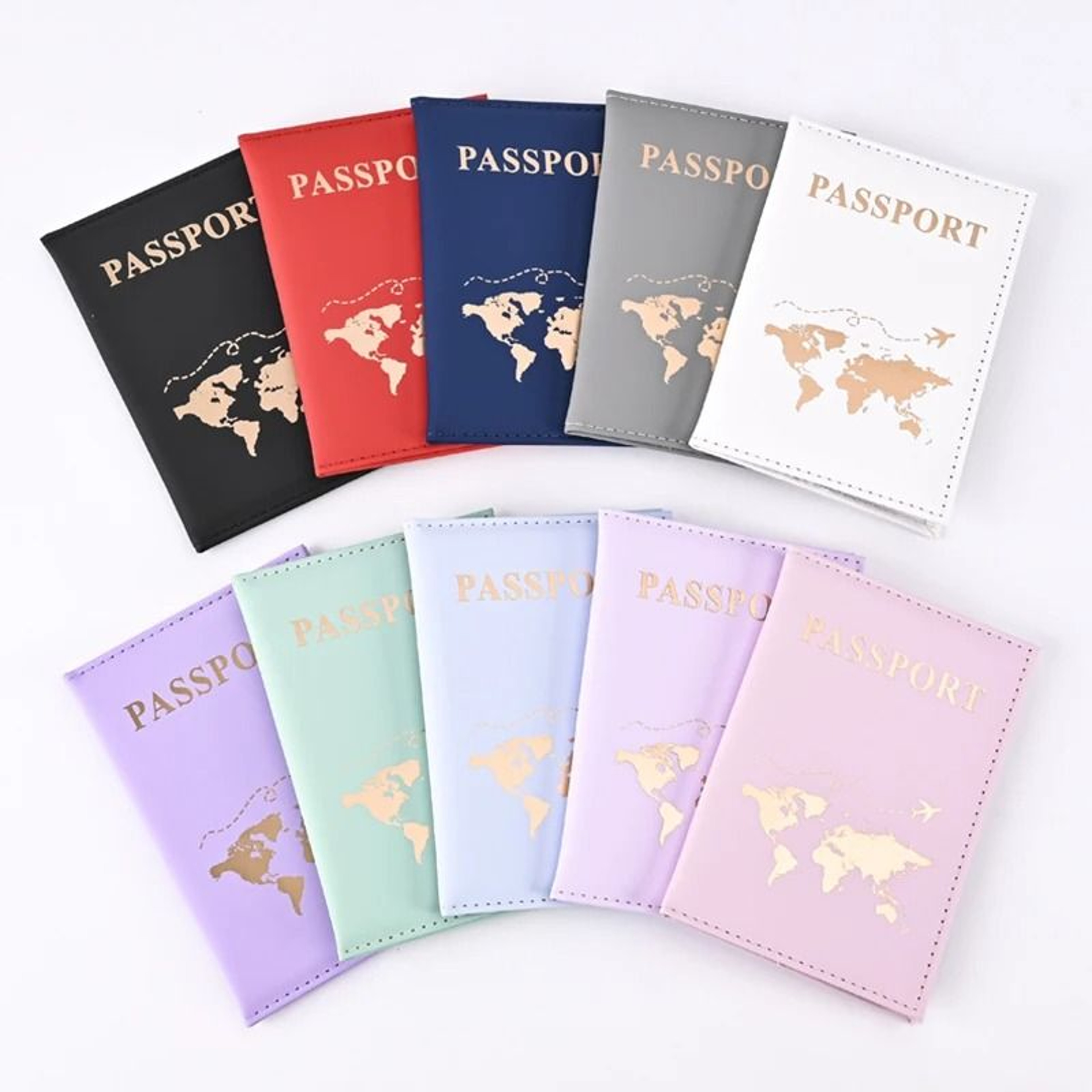 World Map PU Leather Passport Holder Travel Wallet  Protective Card Case 0
