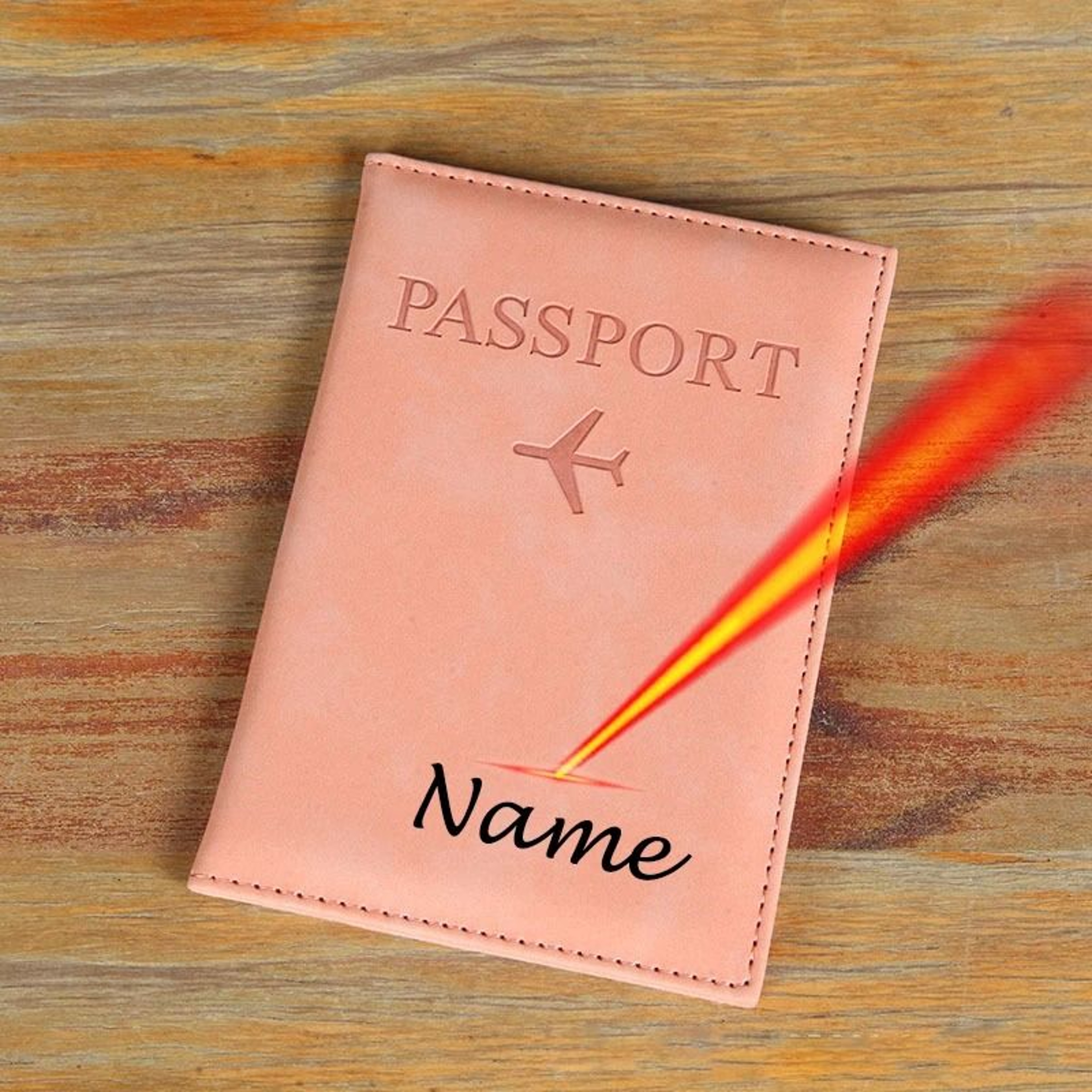 Personalized Laser Engraved Name PU Leather Passport Cover  Travel Wallet Case 8
