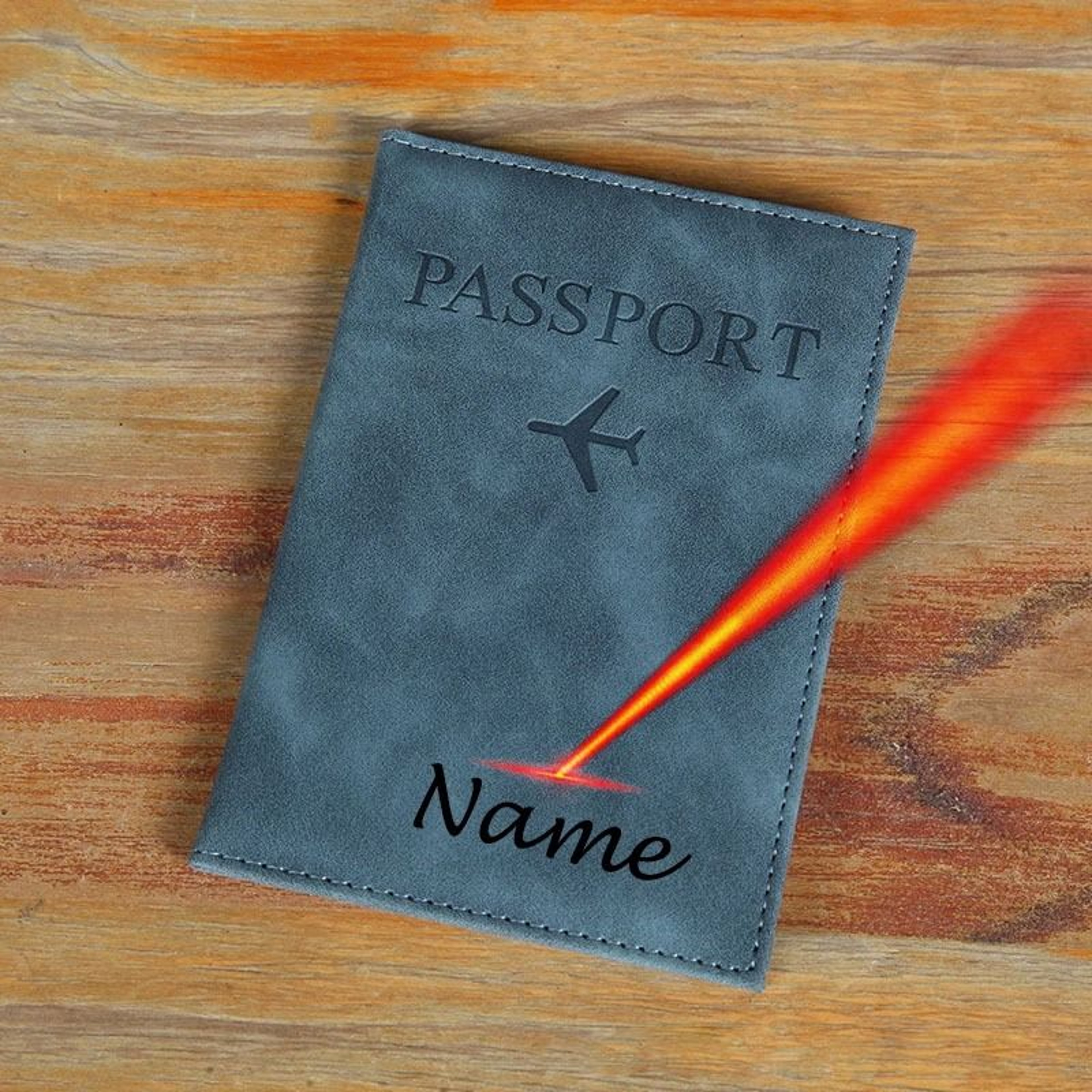 Personalized Laser Engraved Name PU Leather Passport Cover  Travel Wallet Case 12