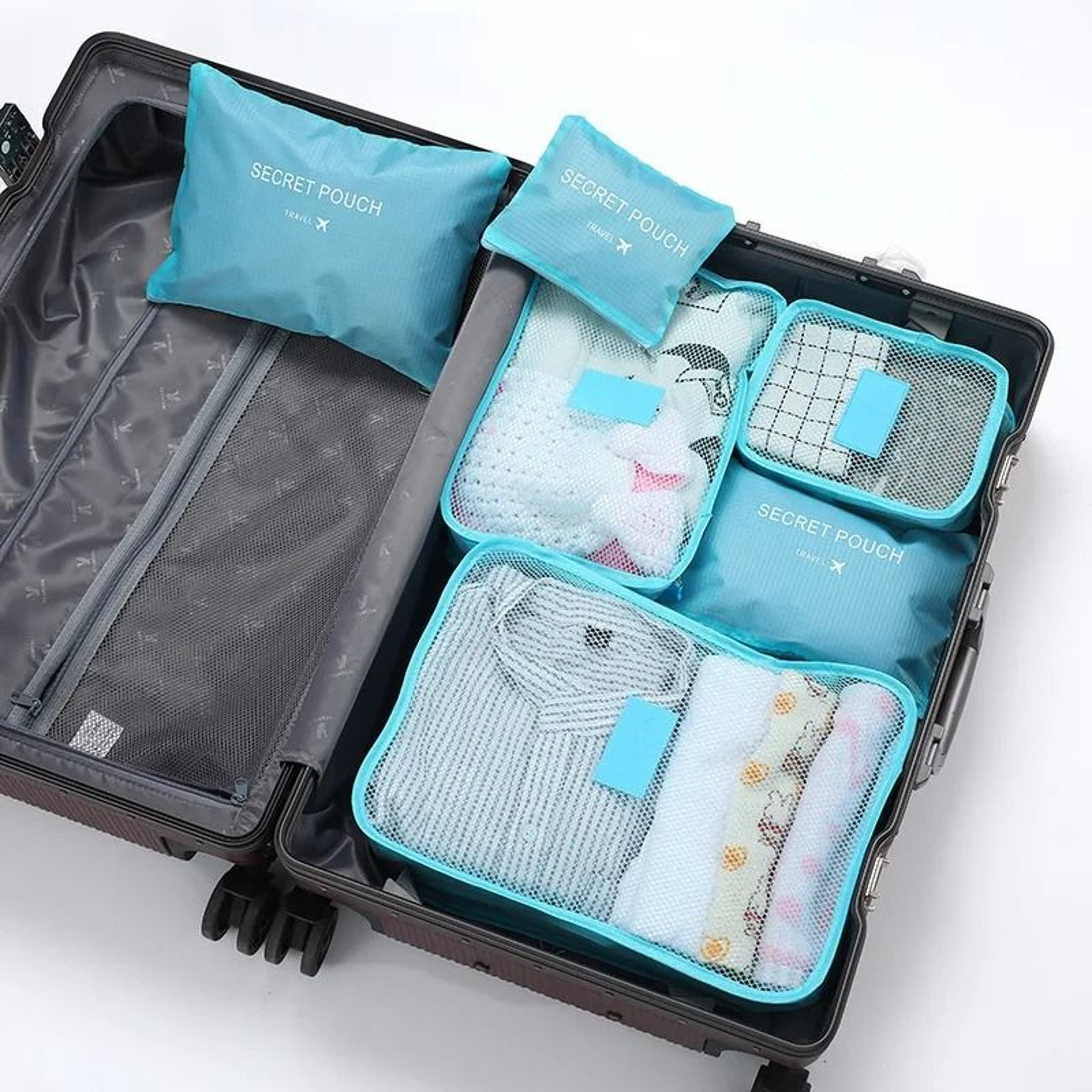 6 Pcs Travel Packing Cubes Set Portable Luggage Organizer Pouches For Clothes  Shoes 7