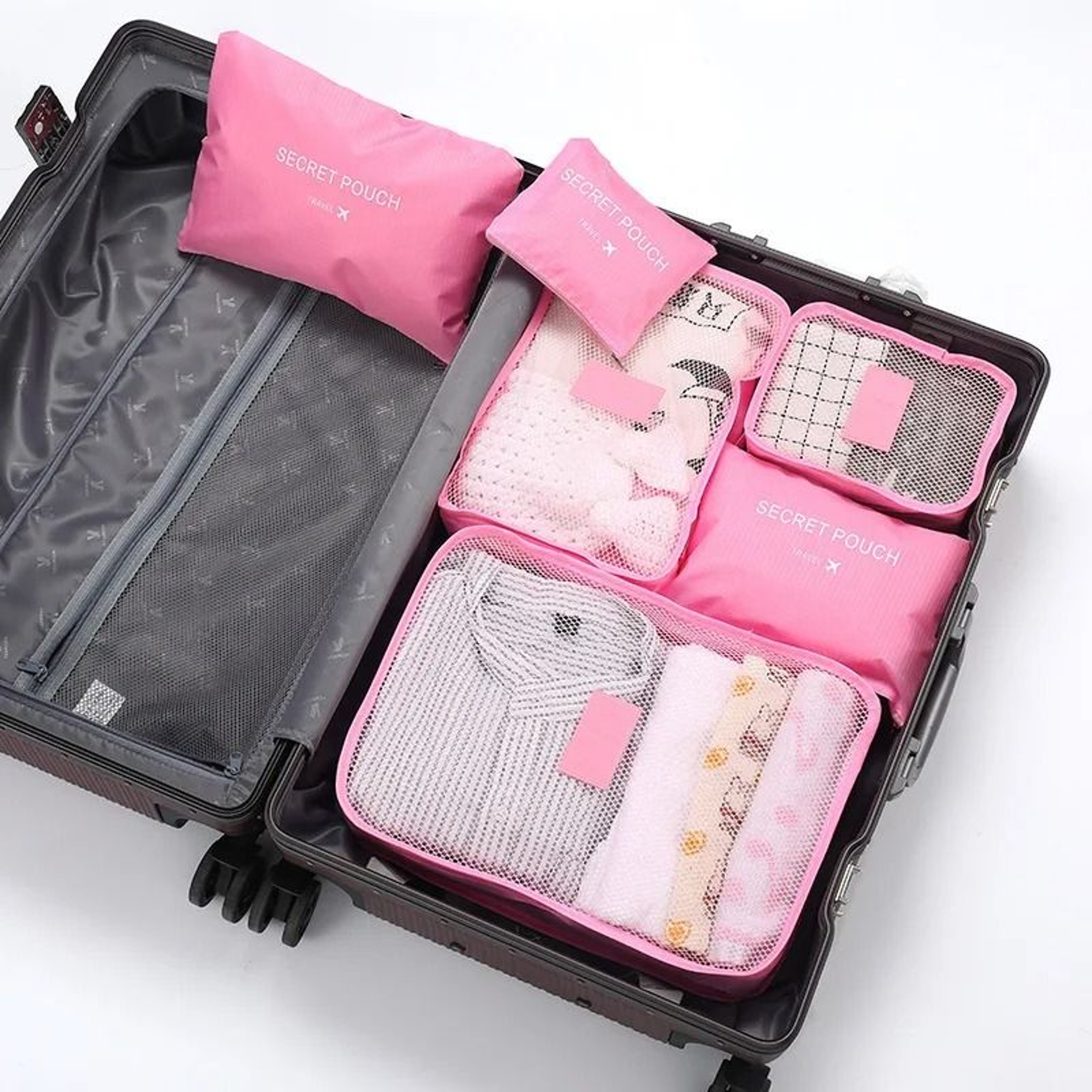 6 Pcs Travel Packing Cubes Set Portable Luggage Organizer Pouches For Clothes  Shoes 8