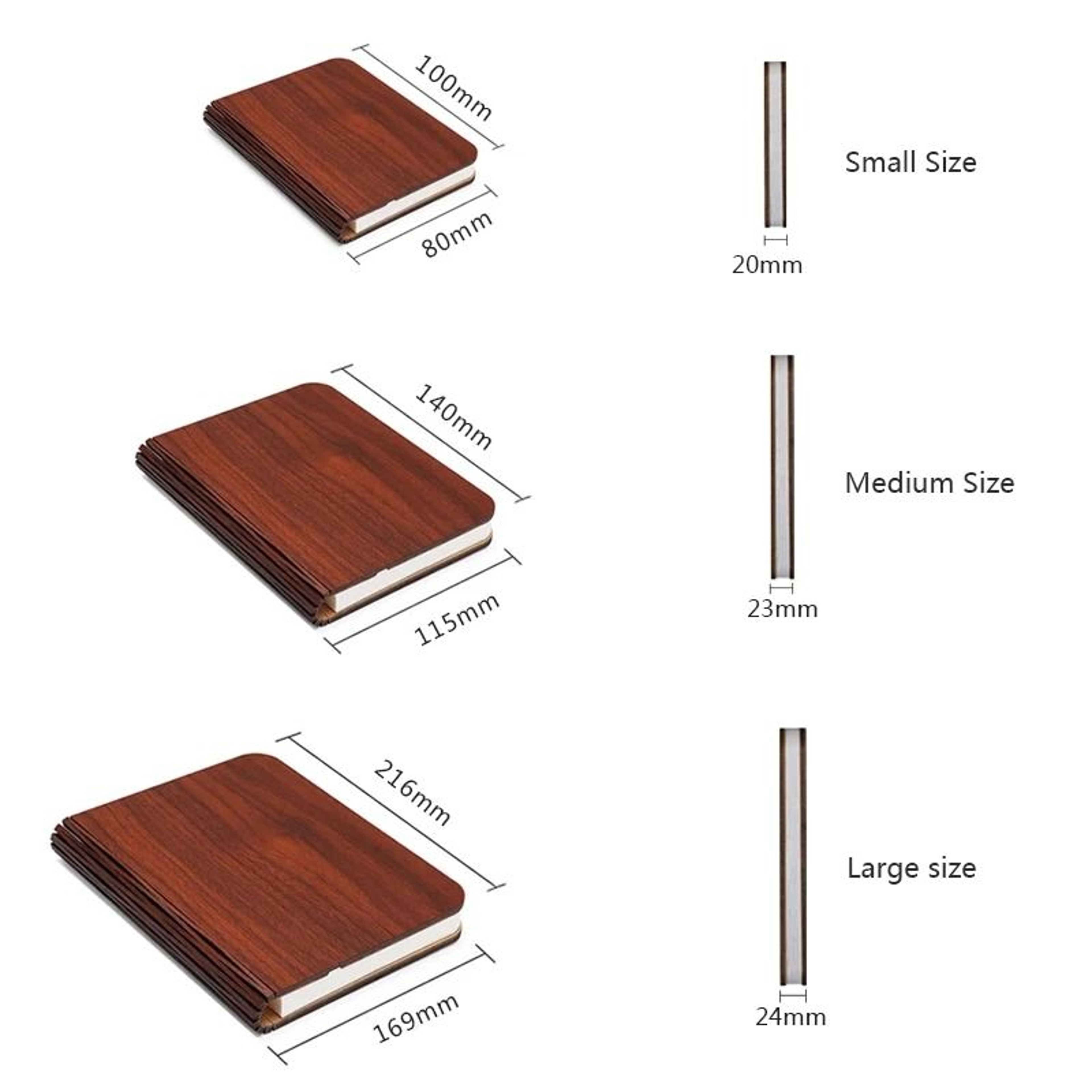 Creative Wooden Foldable LED Book Light Rechargeable Luminous Night Lamp  Holiday Gift 5
