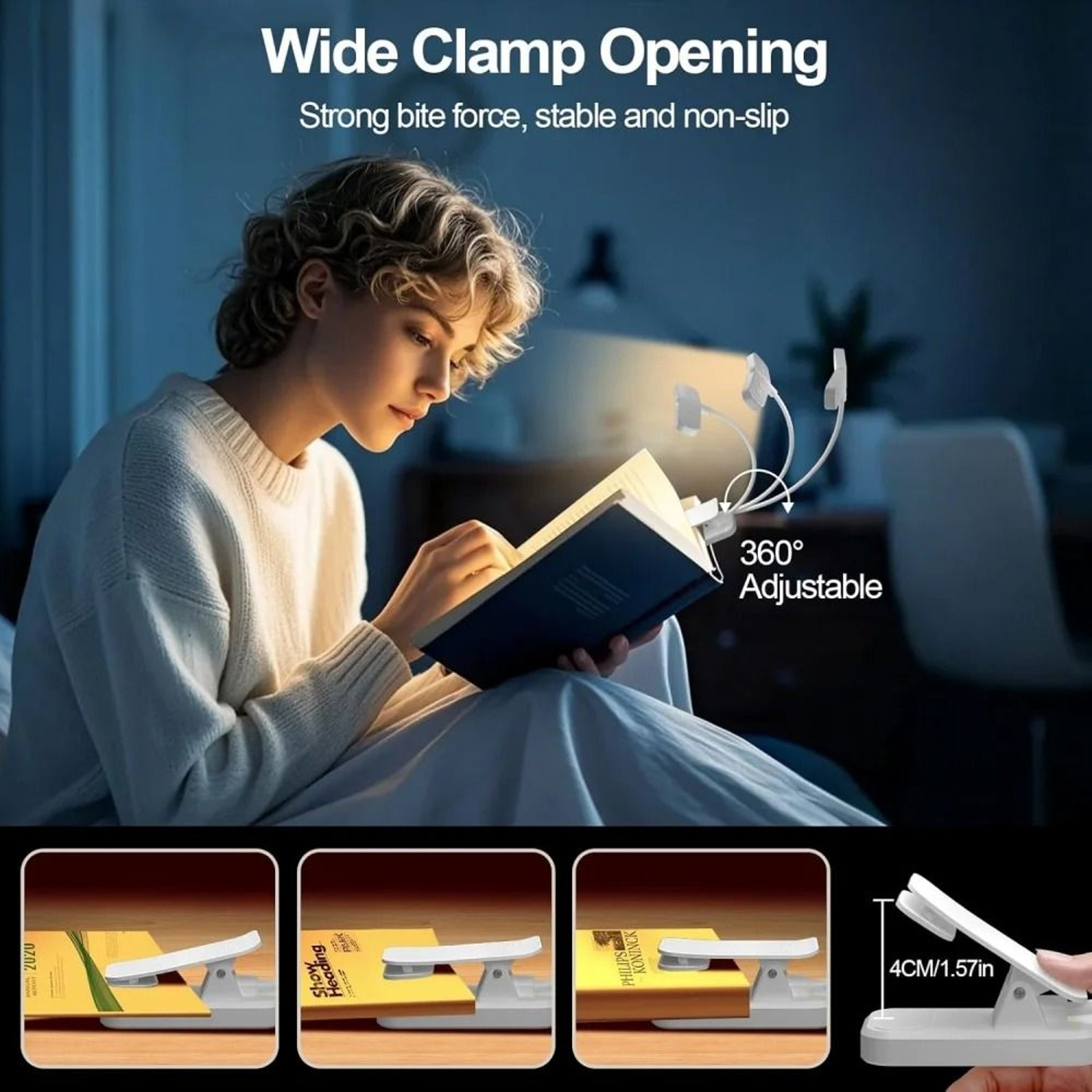 WingShaped Rechargeable LED Book Light Eye Protection Portable Reading Lamp For Kids  Bedroom 4