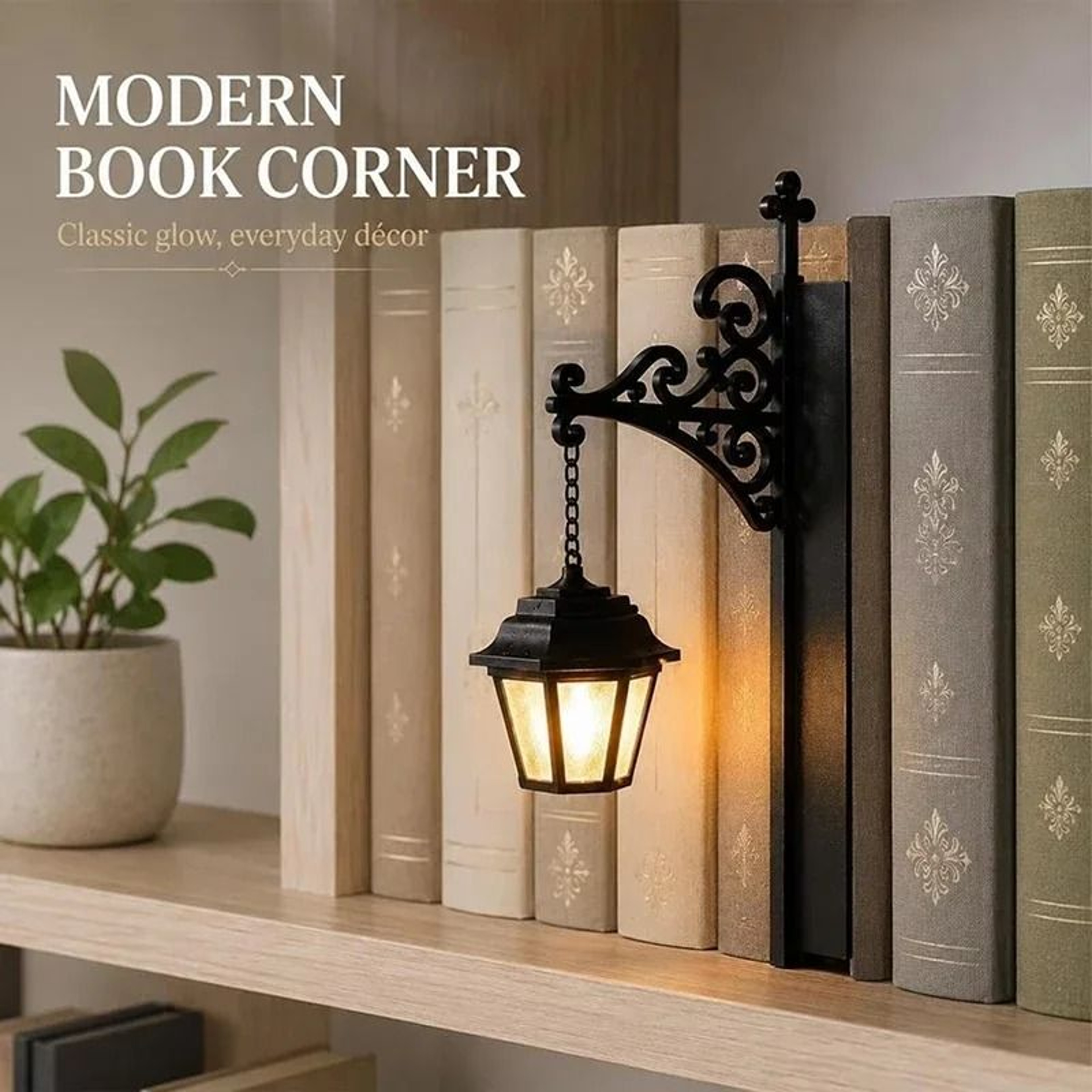 Cute Ghost Reading Book Hanging LED Lamp Halloween Wall Mount Decor  Book Lover Gift 2