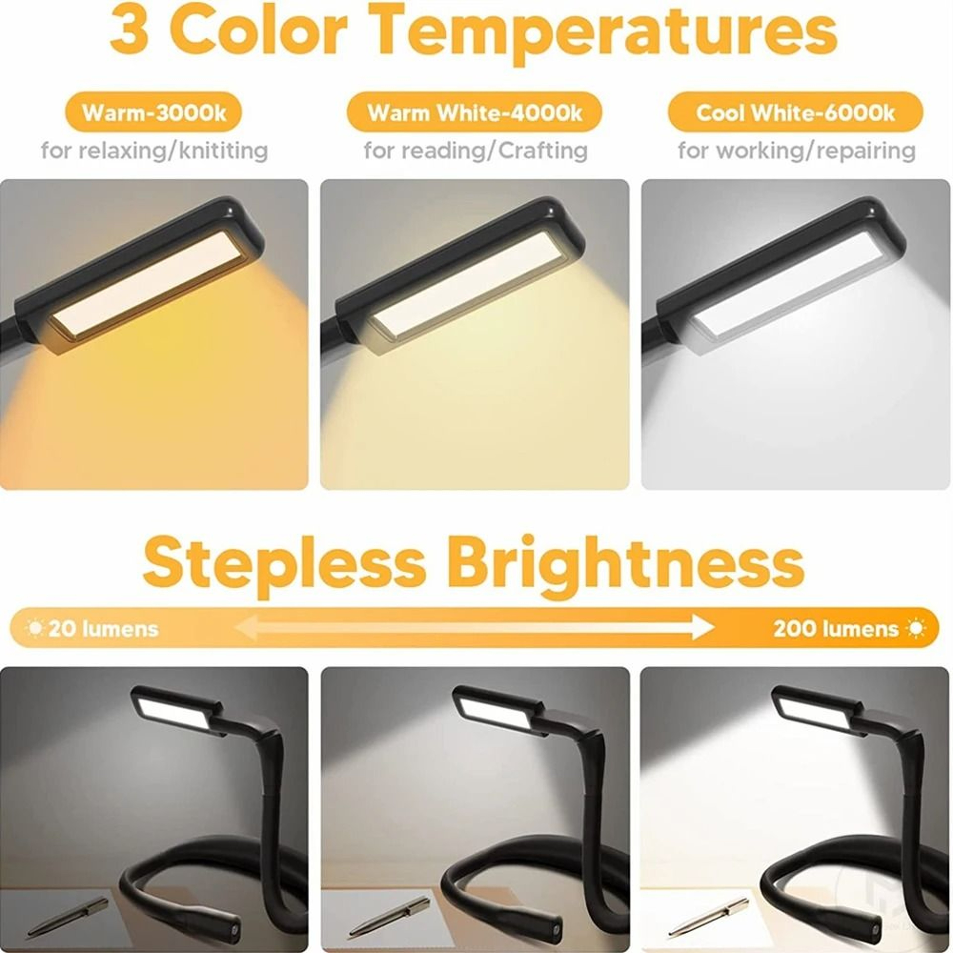 HandsFree USB Rechargeable LED Neck Reading Light Portable Utility Flashlight For Reading  Fishing 1