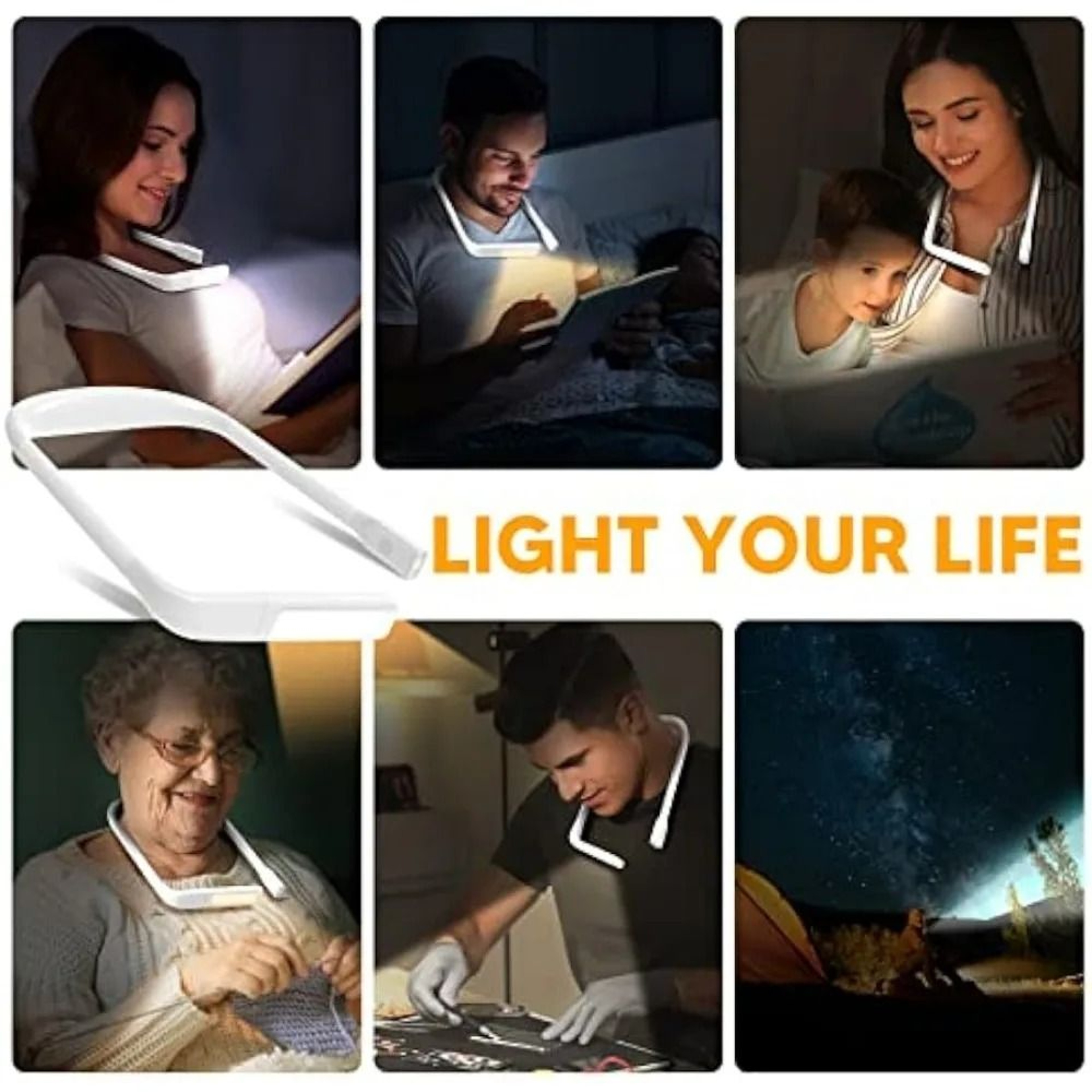 HandsFree USB Rechargeable LED Neck Reading Light Portable Utility Flashlight For Reading  Fishing 5