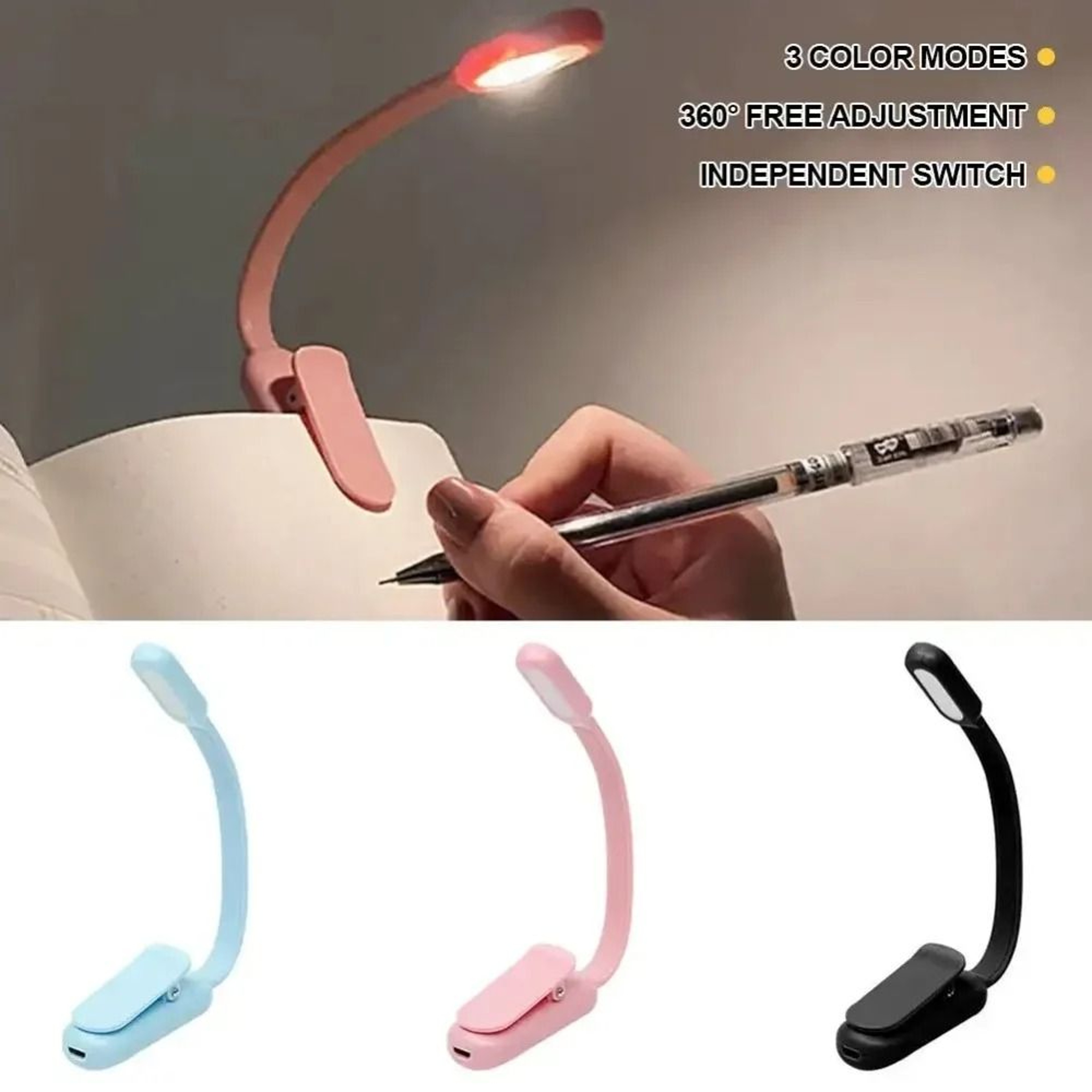 LED Mini Desk Lamp ClipOn Book Light 3 Brightness Levels USB Rechargeable Study Lamp For Bedroom  D 0