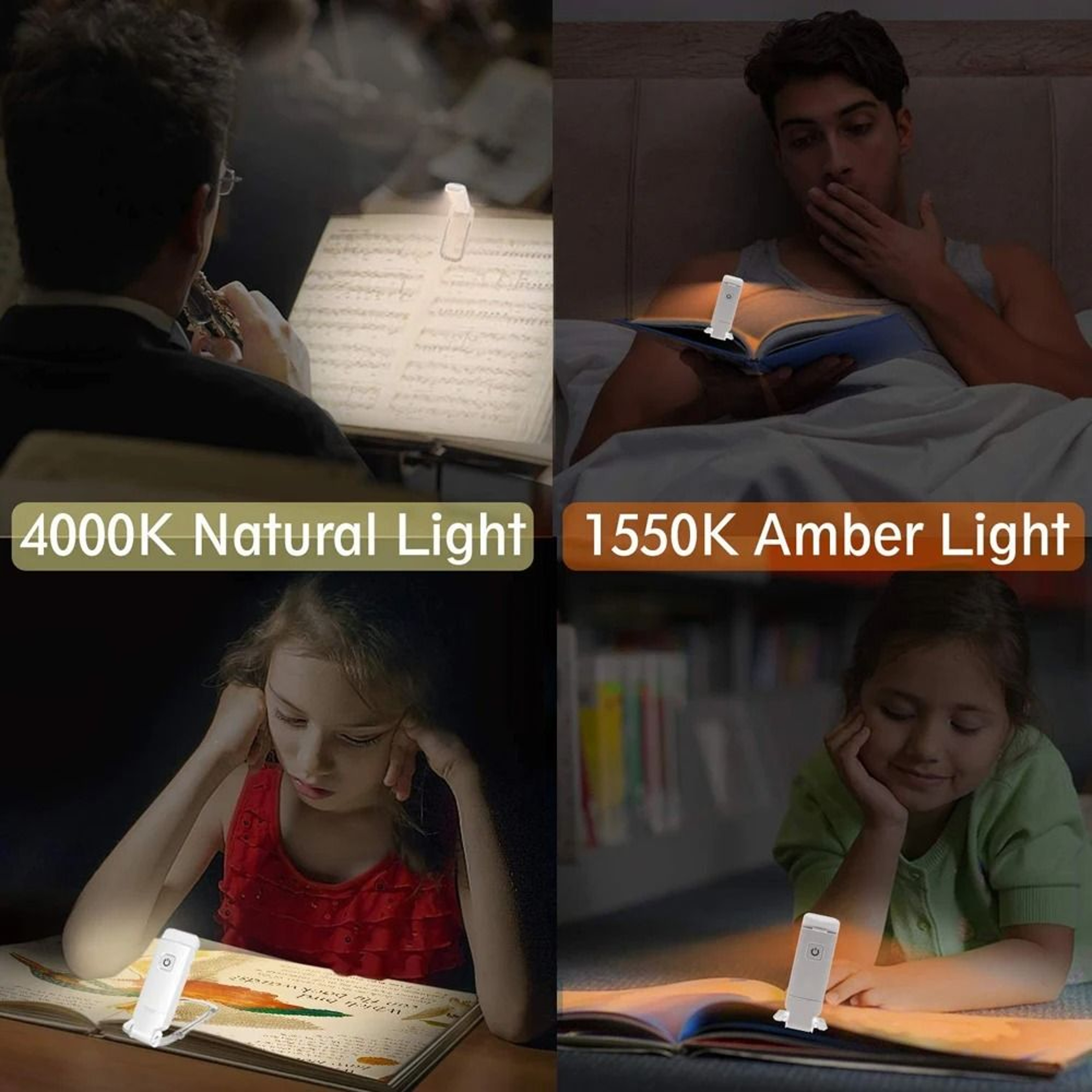 USB Rechargeable ClipOn LED Book Reading Light Brightness Adjustable Eye Care Lamp For Kids  Adults 3