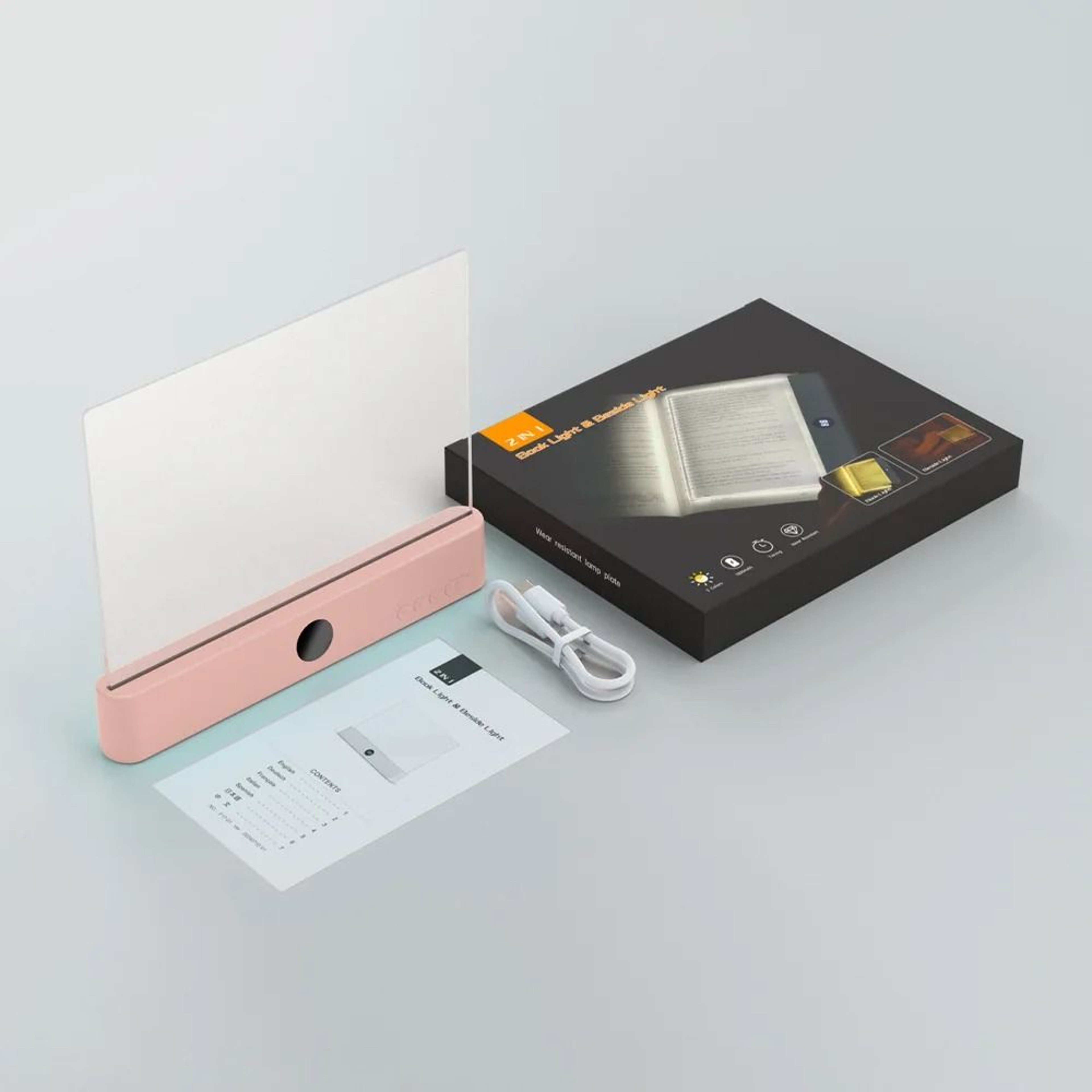 2in1 LED Flat Panel Page Reading Light USB Rechargeable Eye Protection Night Vision Book Lamp 6