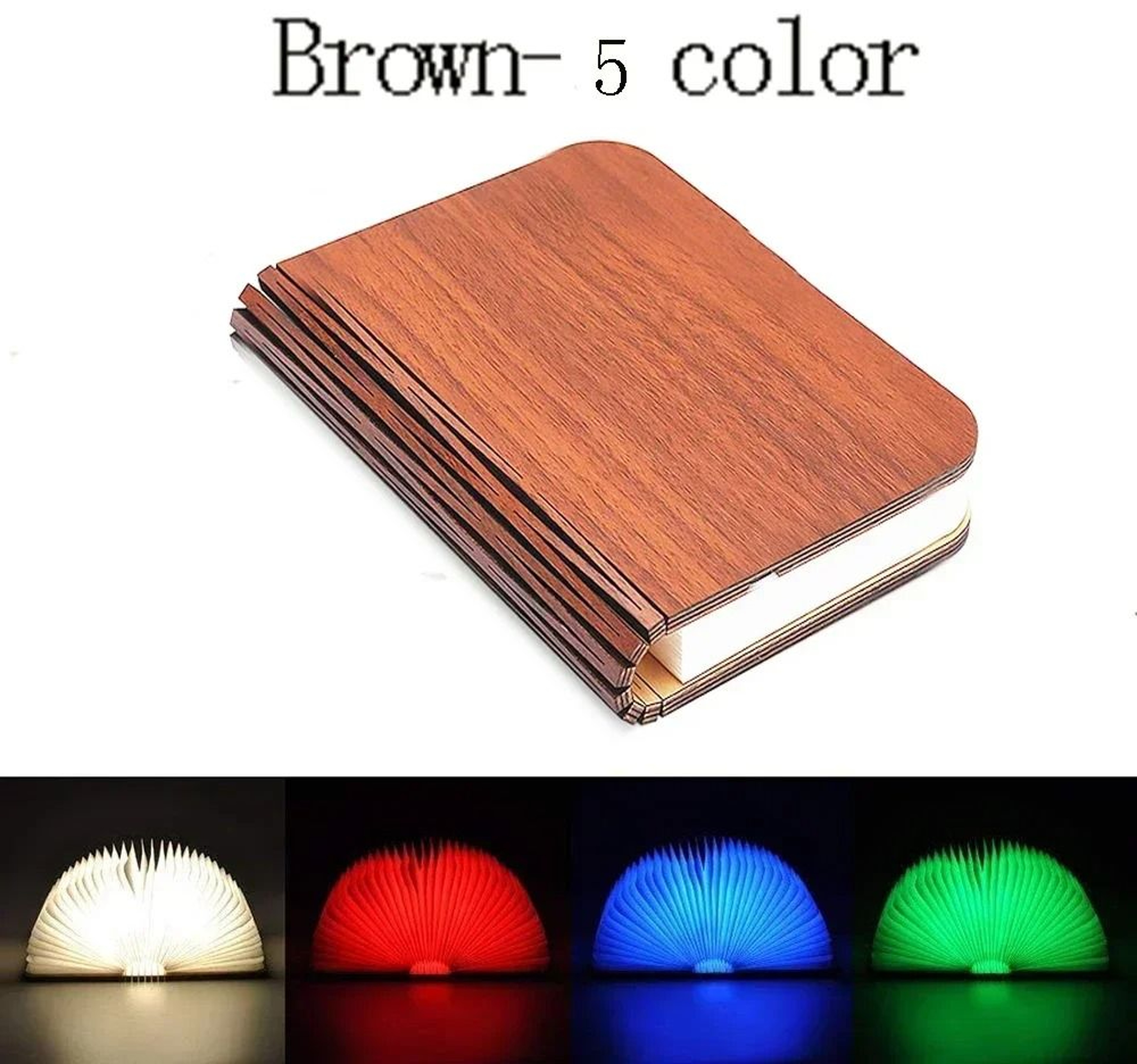 3D Folding Creative Wooden LED Book Light RGB Color USB Rechargeable Bedroom Table Lamp  Birthday G 8