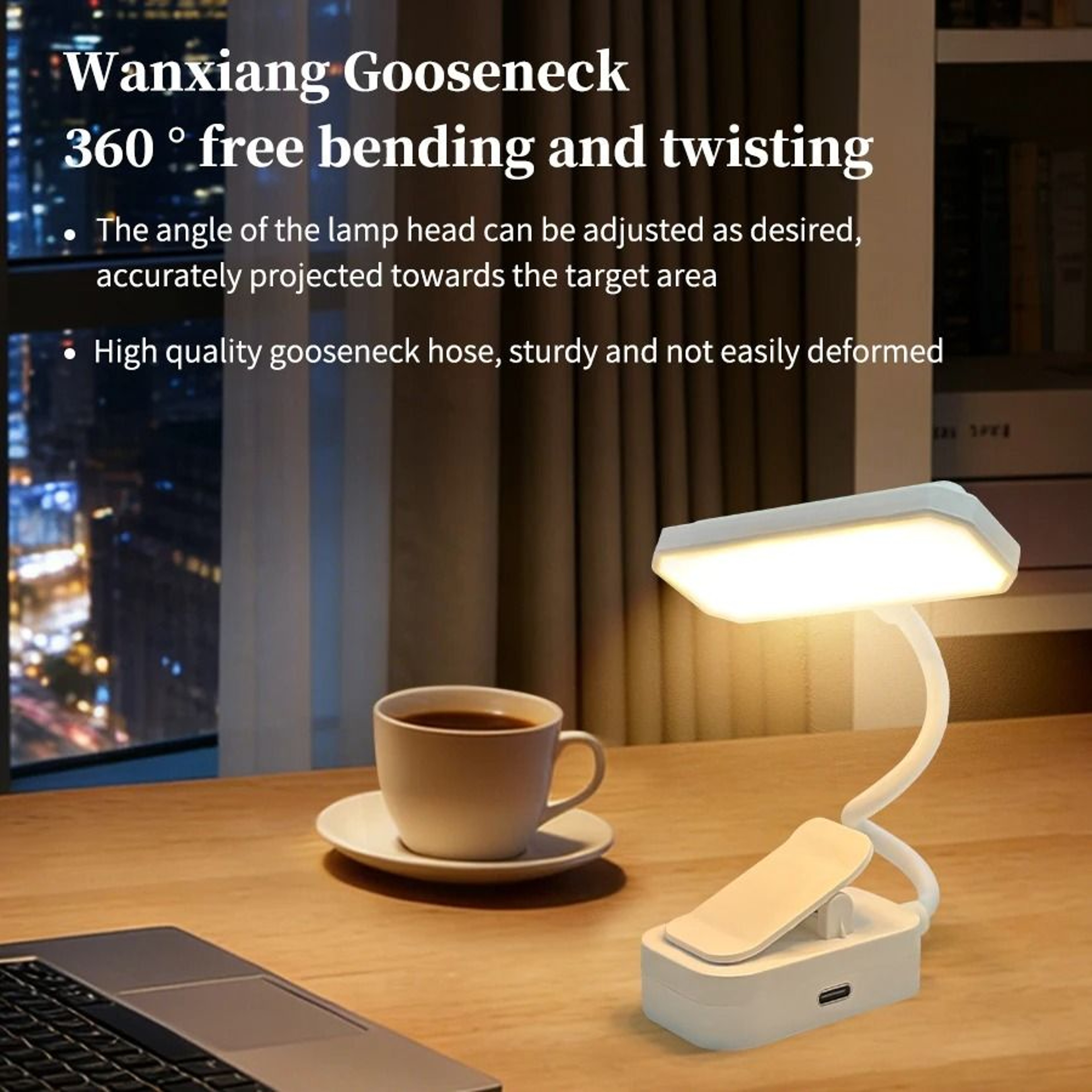 TypeC Rechargeable LED Desk Lamp ClipOn Reading Light 360 Flexible Gooseneck Touch Dimmable Eye Pro 1