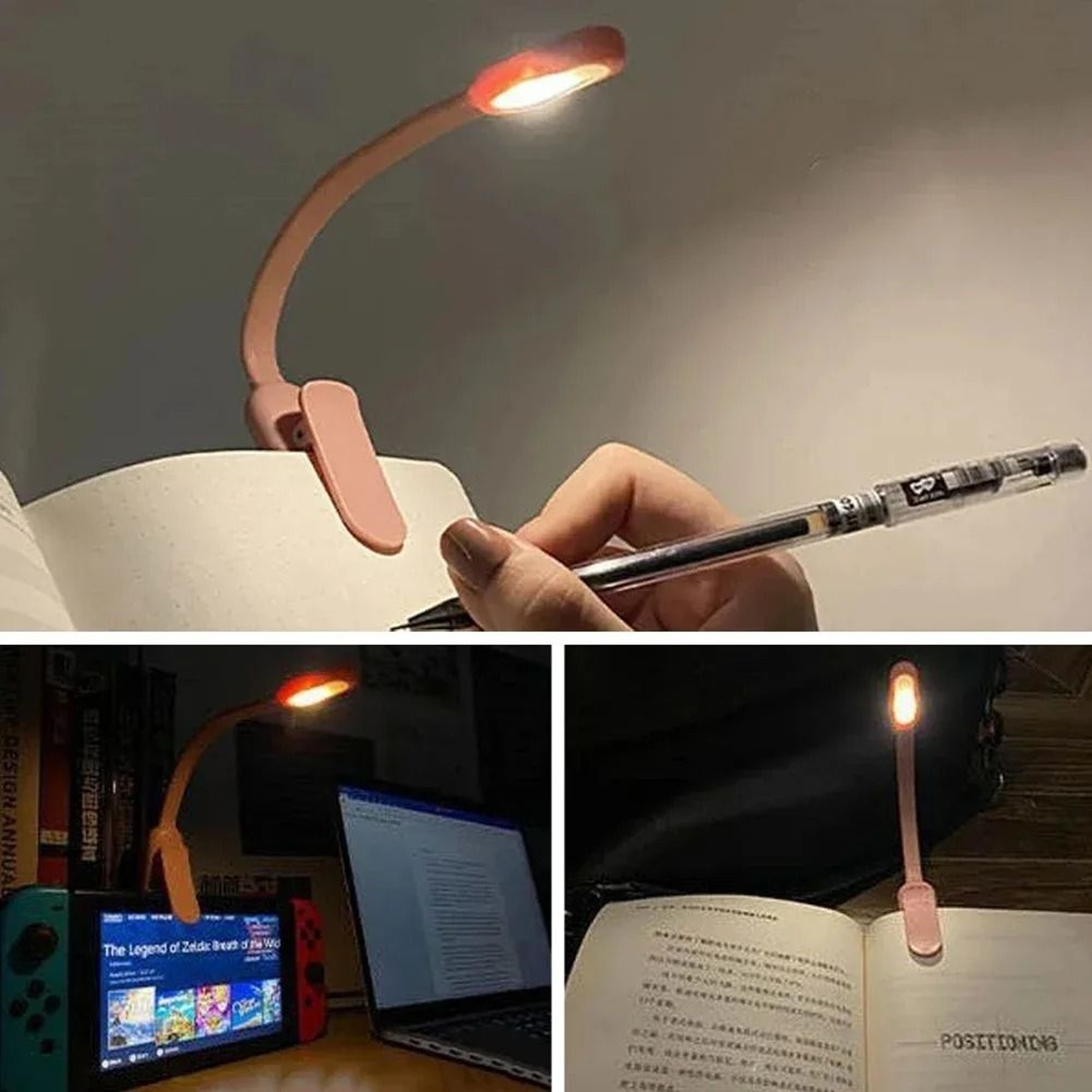 Rechargeable Mini LED Book Light Flexible ClipOn Night Reading Lamp  Flashlight 0