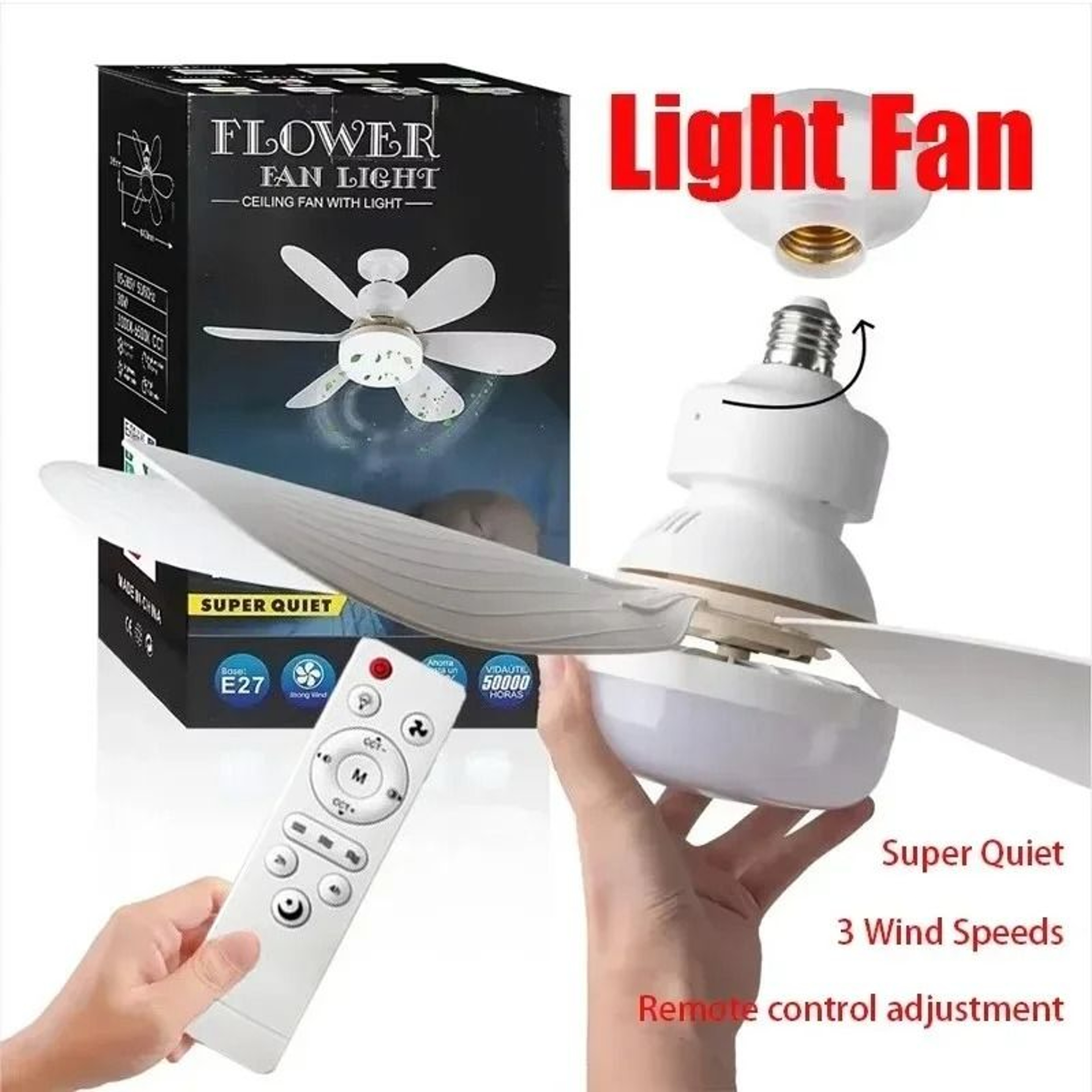 E27 Socket 30W LED Ceiling Fan Light With Wireless Remote Dimmable Home Airflow Lamp 85265V 1