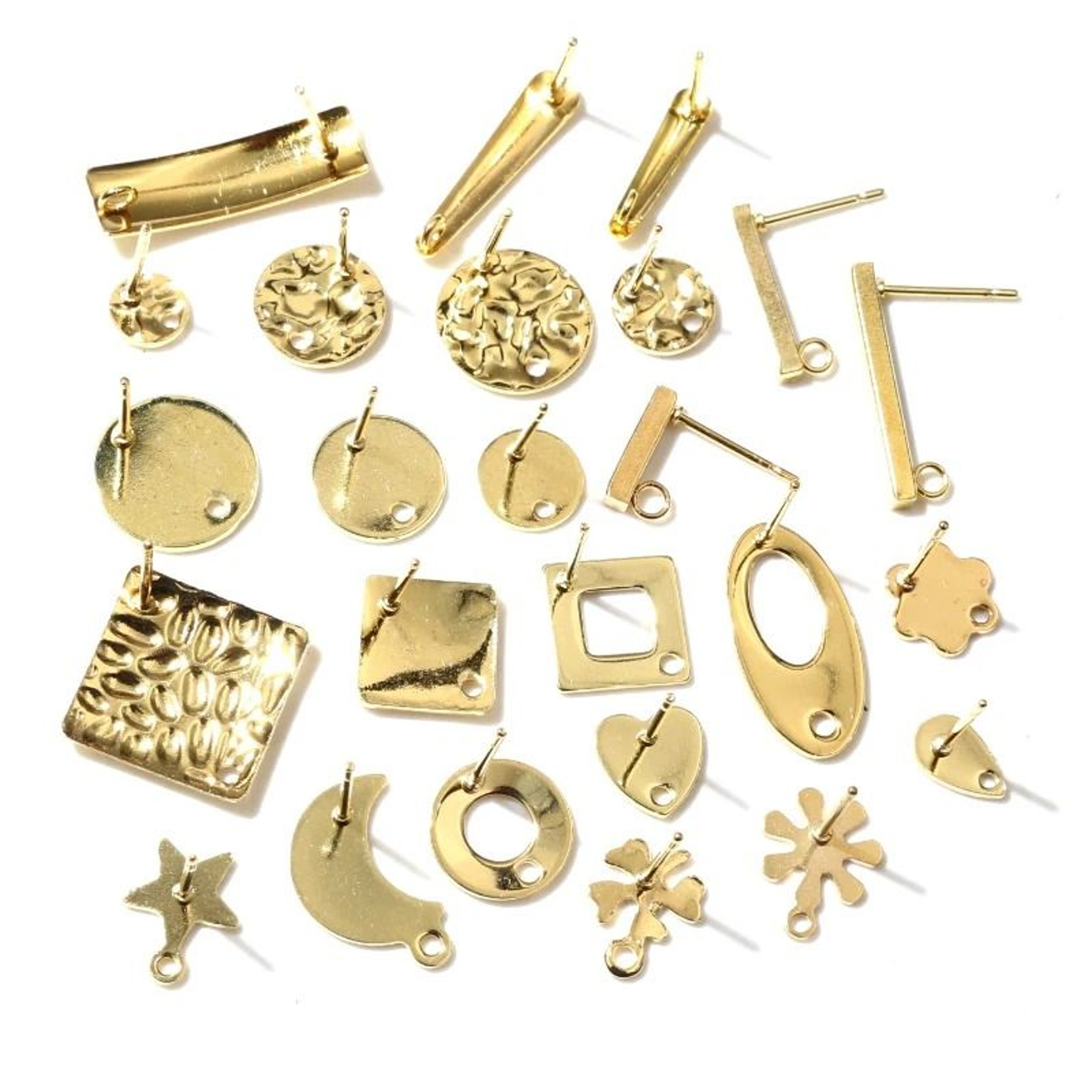 20pcs 316 Stainless Steel Gold Geometric Earring Stud Posts Connector Findings For DIY Jewelry Maki 0