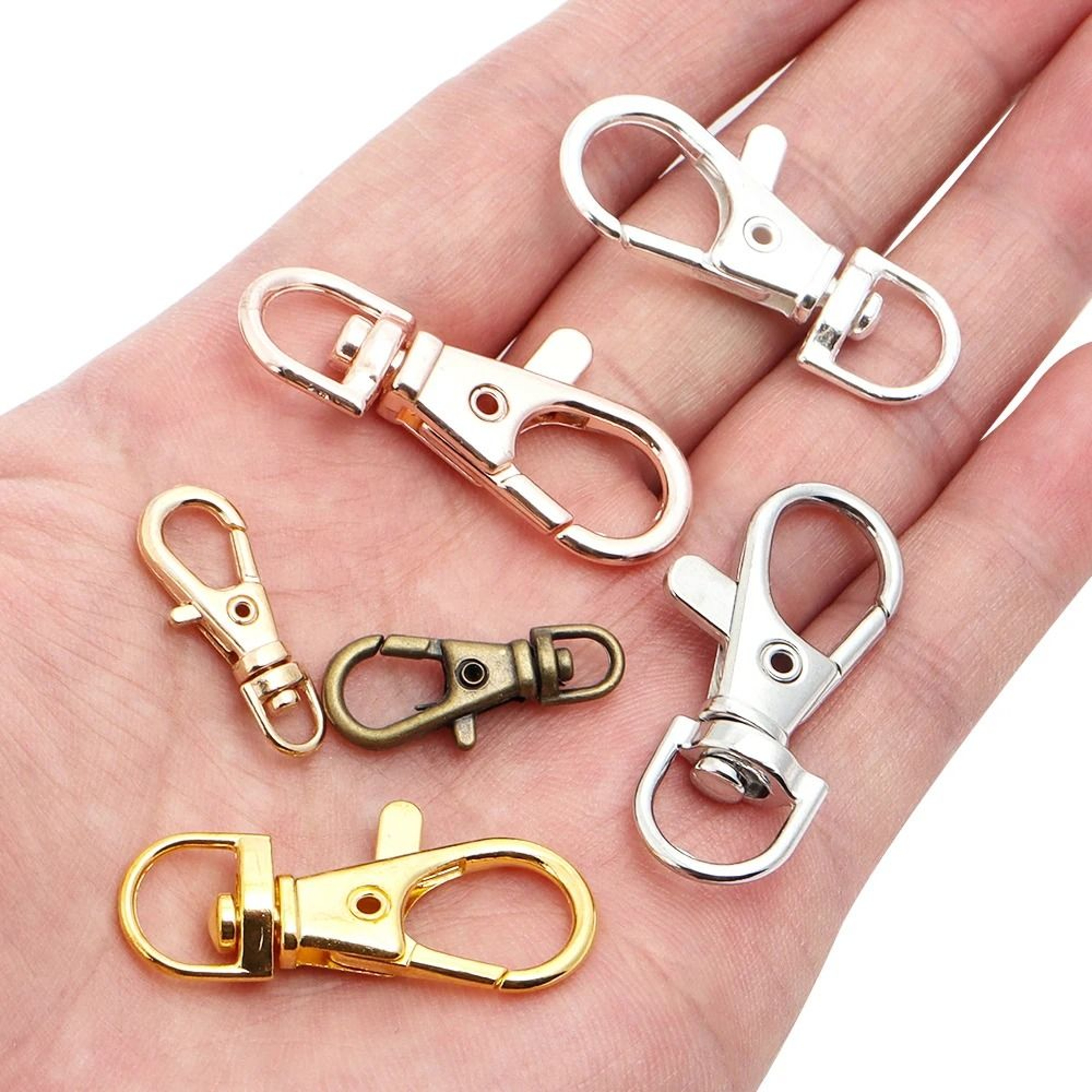 10Pcs Swivel Lobster Clasp Snap Hooks With Split Key Rings For DIY Keychains 0