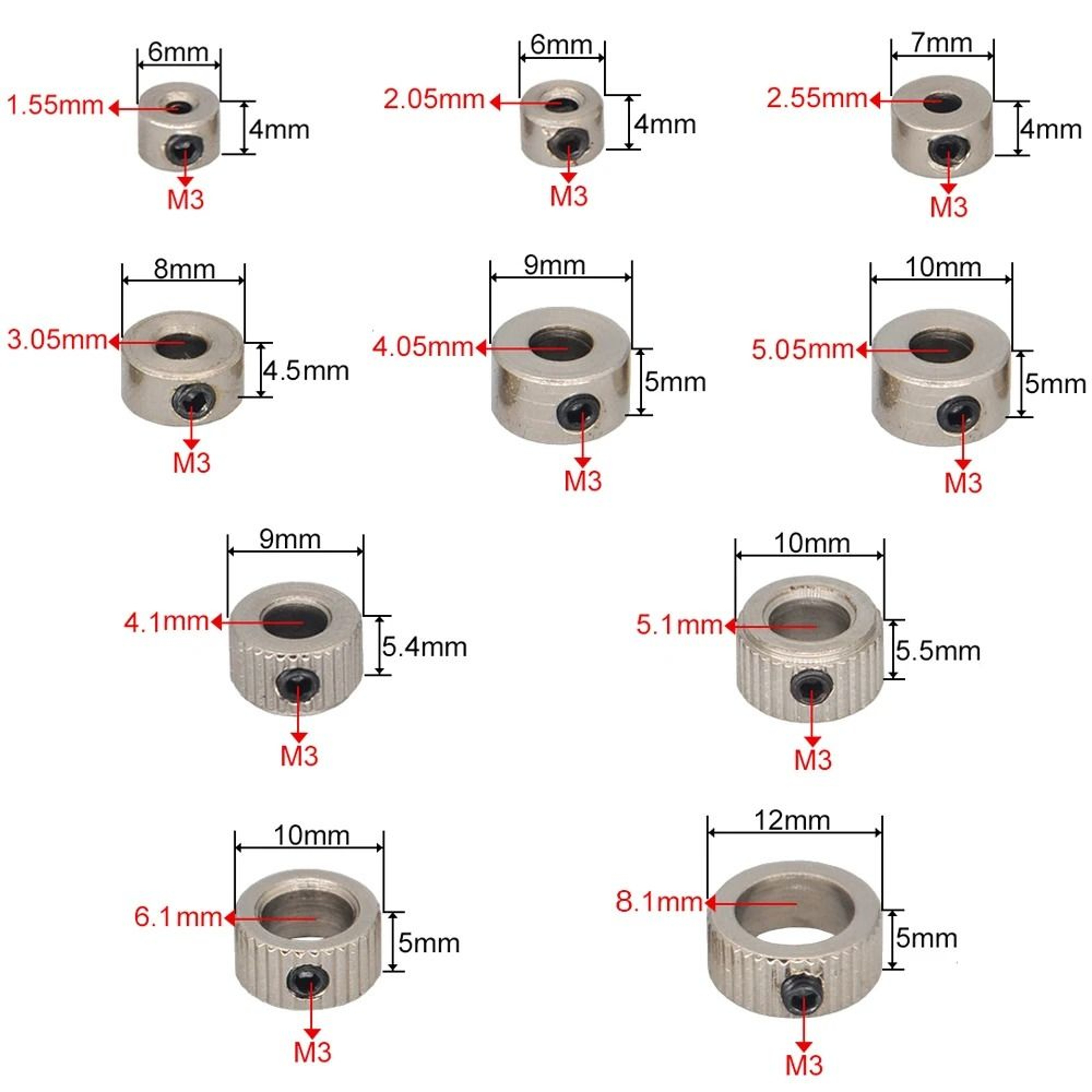 10Pcs Metal Wheel Lock Collar Shaft Axle Bushing Landing Gear Stopper For RC Model 5