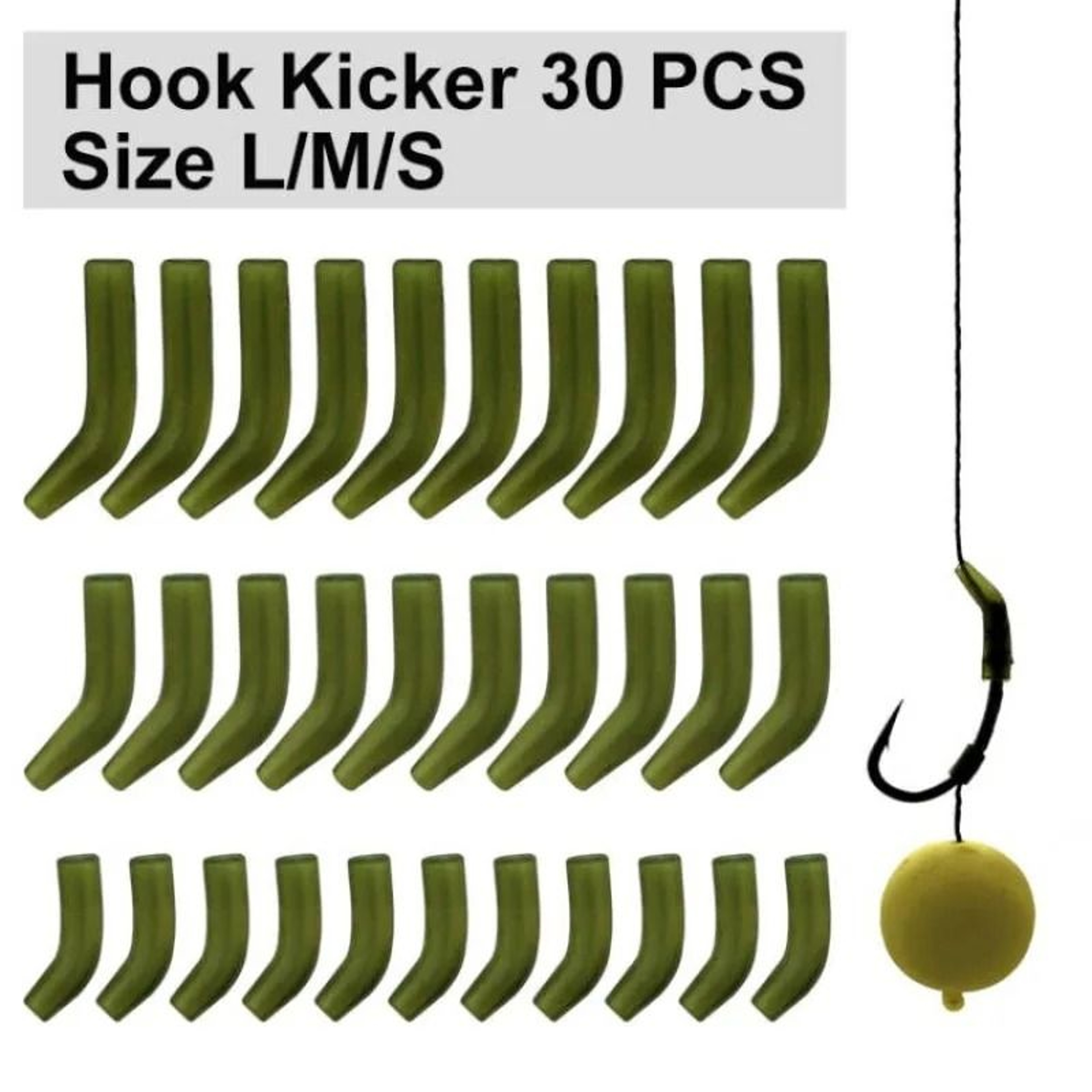 30Pcs Carp Fishing Hook Kickers D Rig Aligner Sleeves Terminal Tackle 0