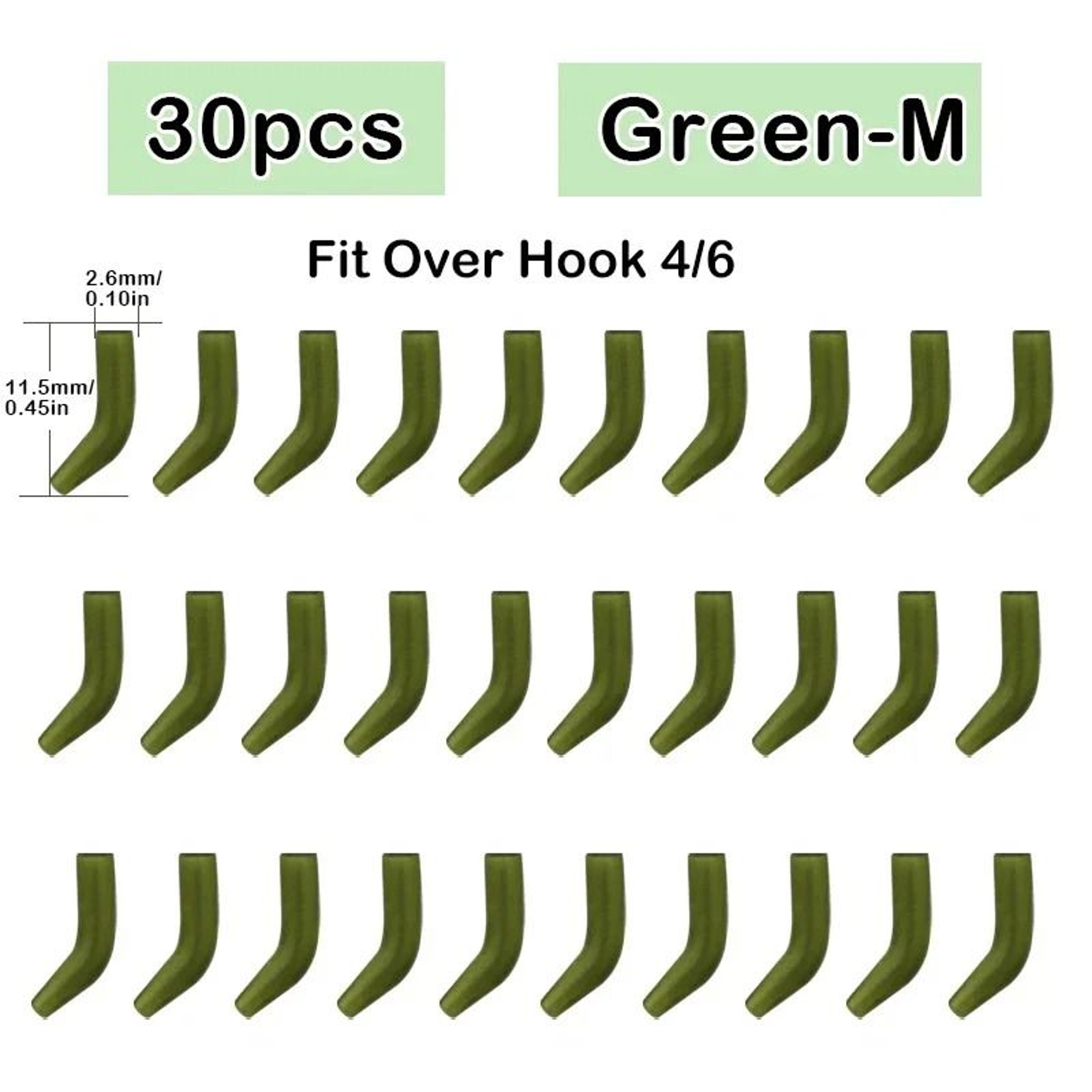 30Pcs Carp Fishing Hook Kickers D Rig Aligner Sleeves Terminal Tackle 8