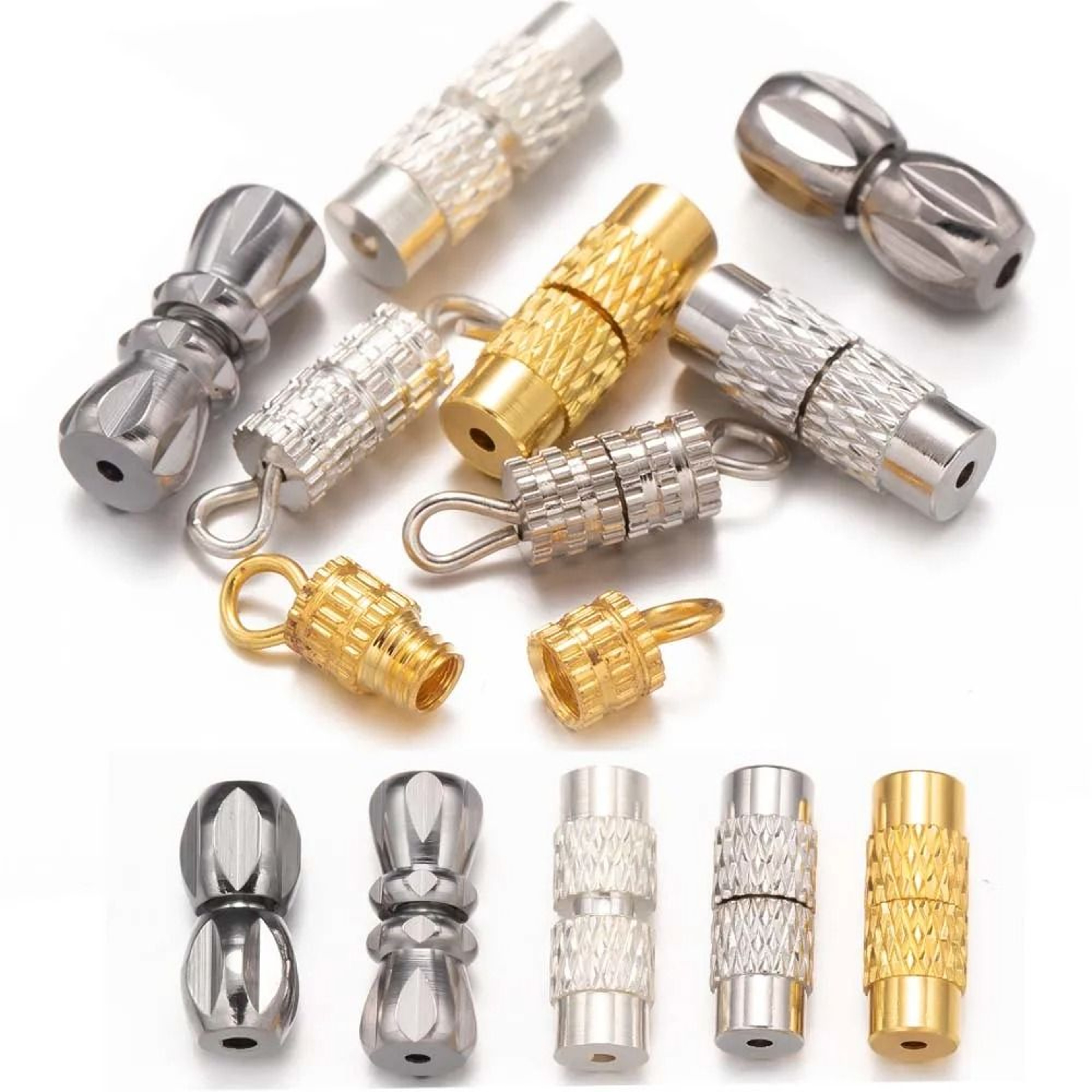 20Pcs Brass Screw Barrel Clasps Threaded Lock Connectors For DIY Jewelry 0