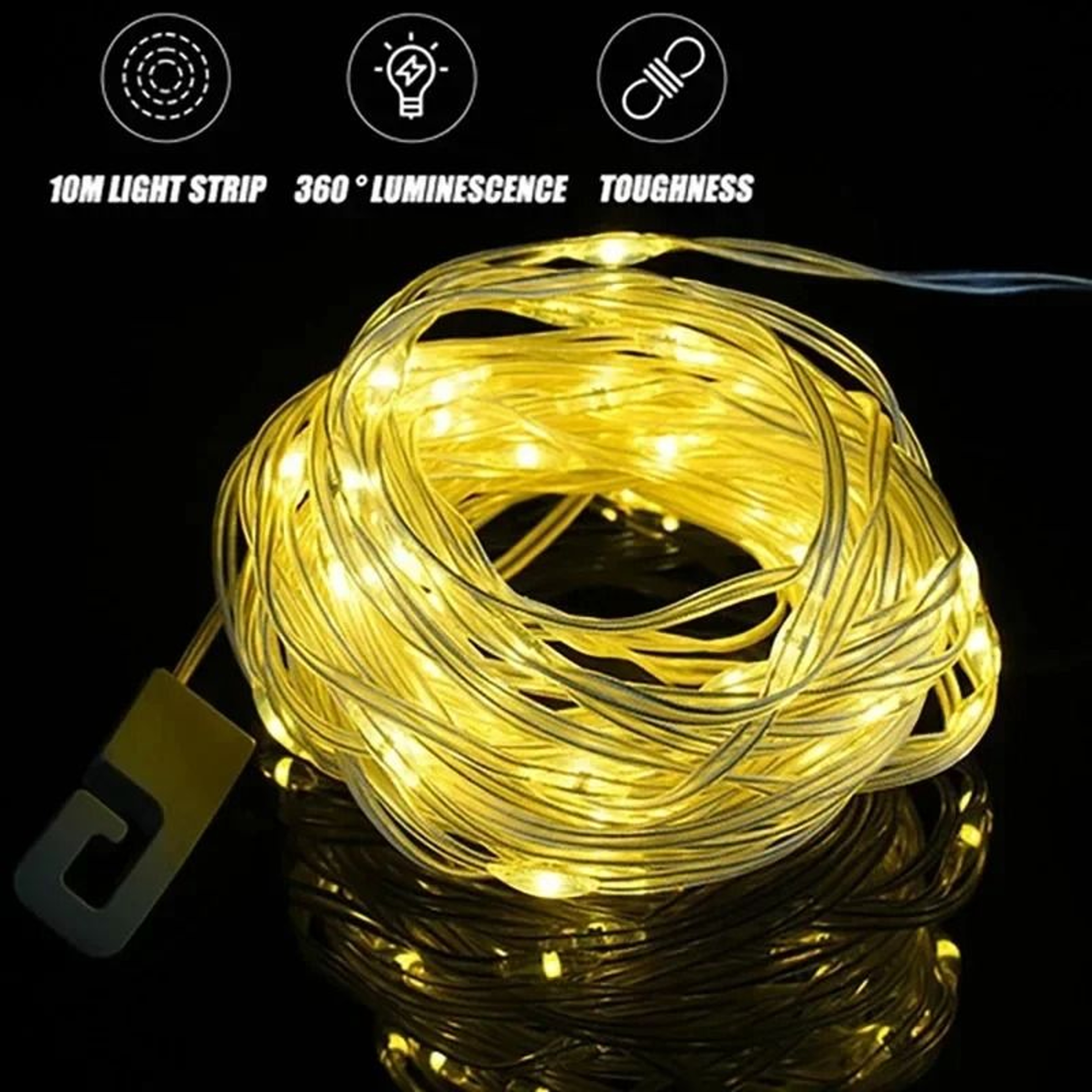Solar Outdoor Camping Light 10M Retractable String Light RGB Flashlight Hook 3