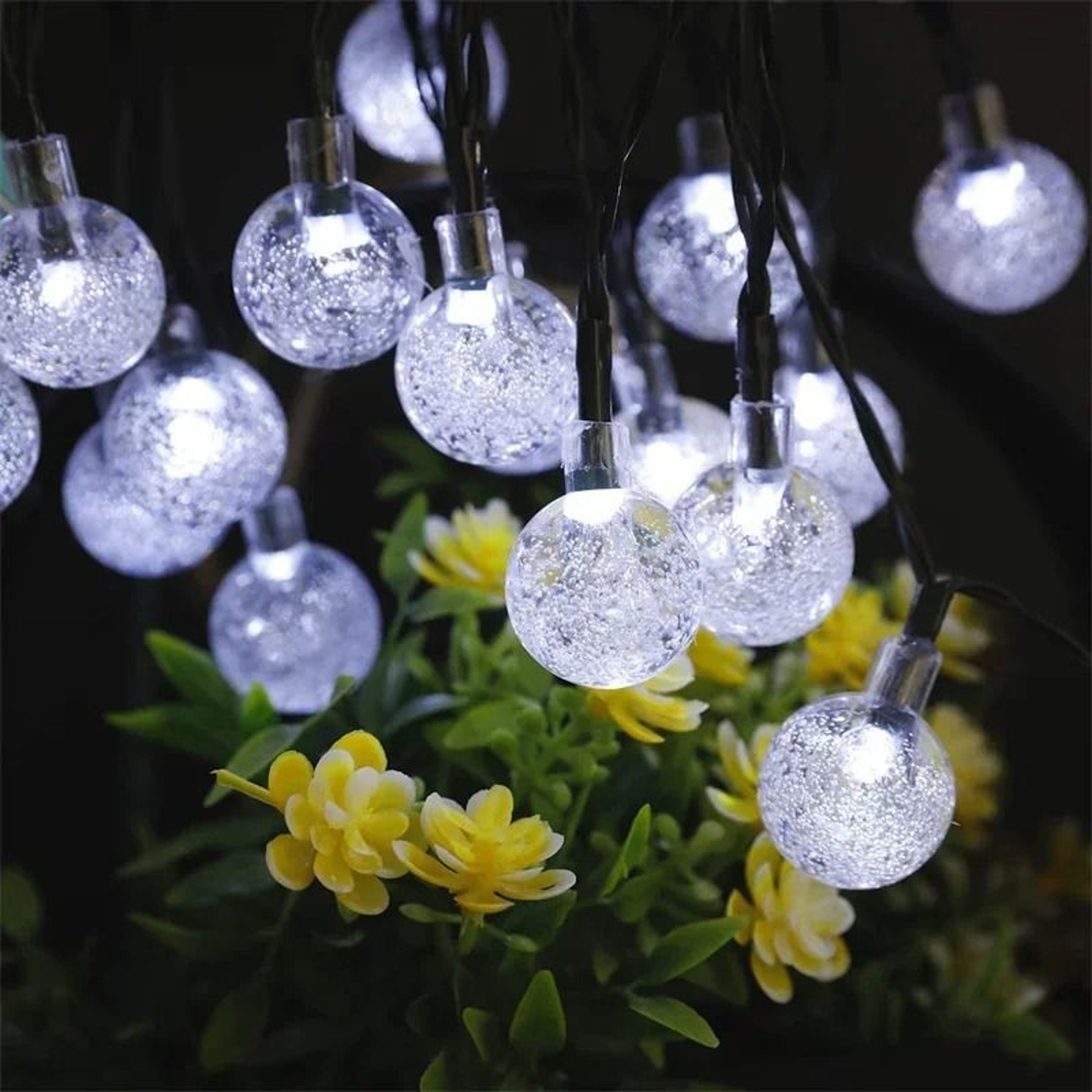 60 LED Solar Crystal Globe String Lights Outdoor Waterproof 8 Modes Patio Decor 0