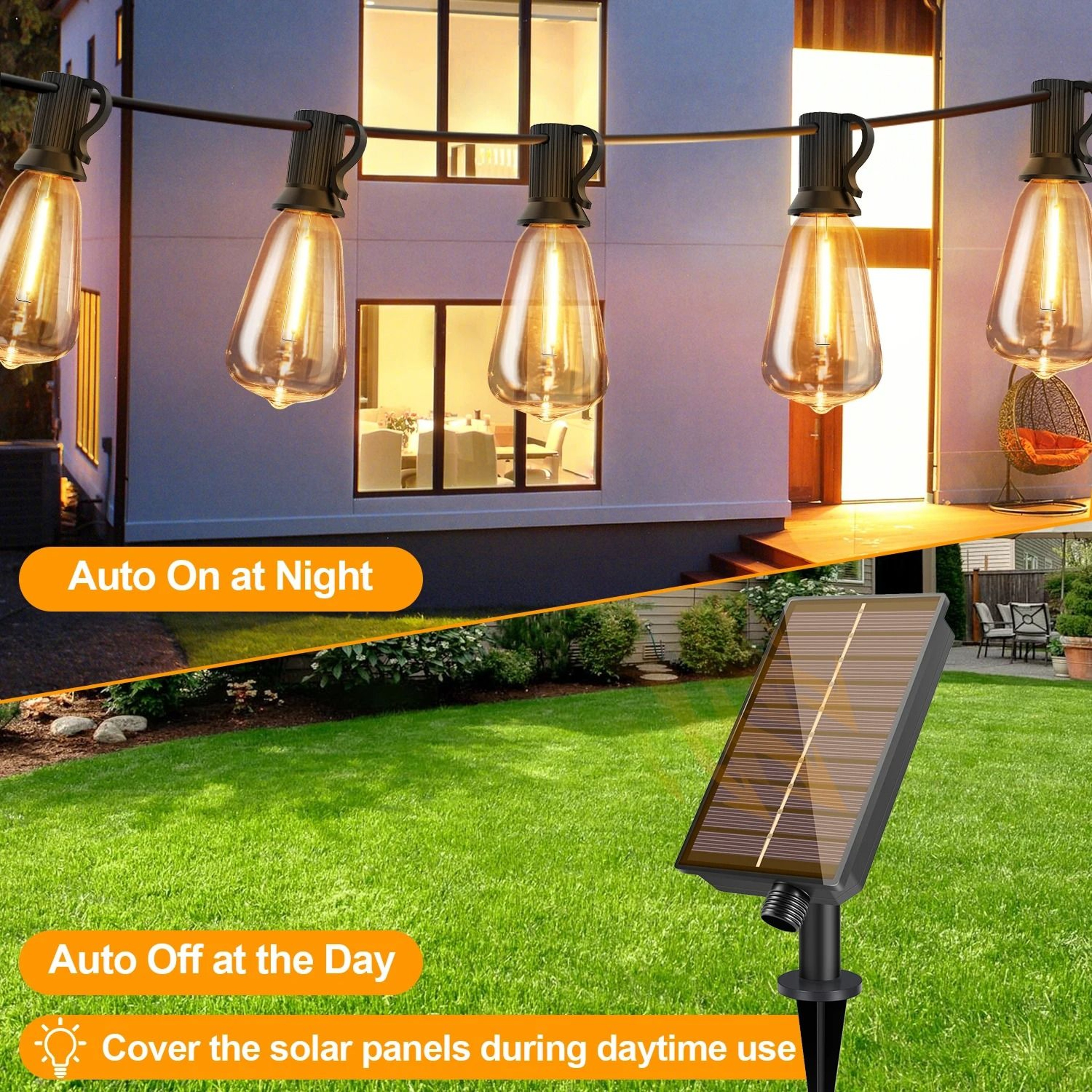 Solar G40 Globe LED String Lights Outdoor Waterproof Remote USB Bistro Lamp 3