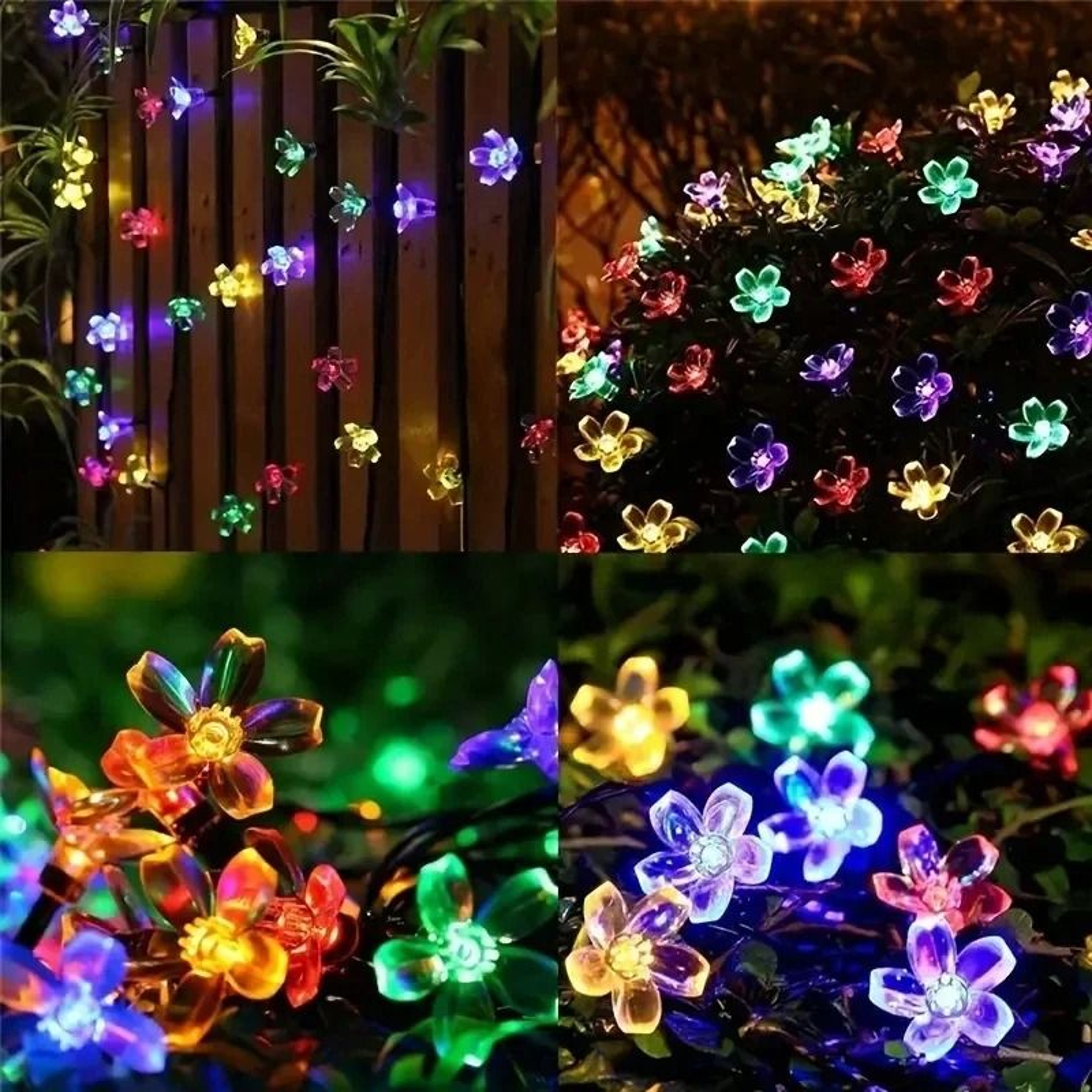 Solar Sakura Flower LED String Lights Outdoor Waterproof Cherry Blossom Decor 5