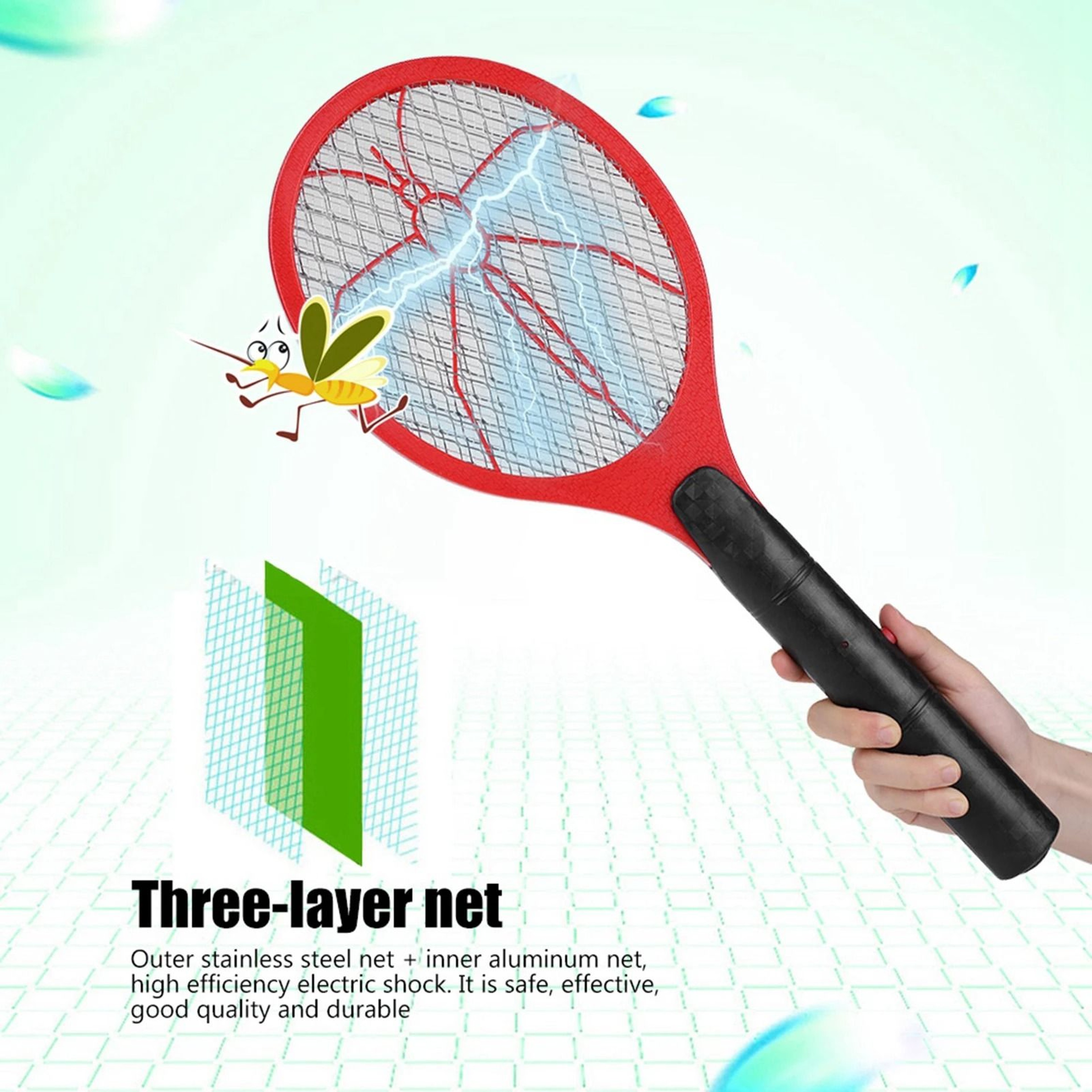 Electric Bug Swatter Cordless Handheld Fly Mosquito Zapper Racket Insect Killer 2