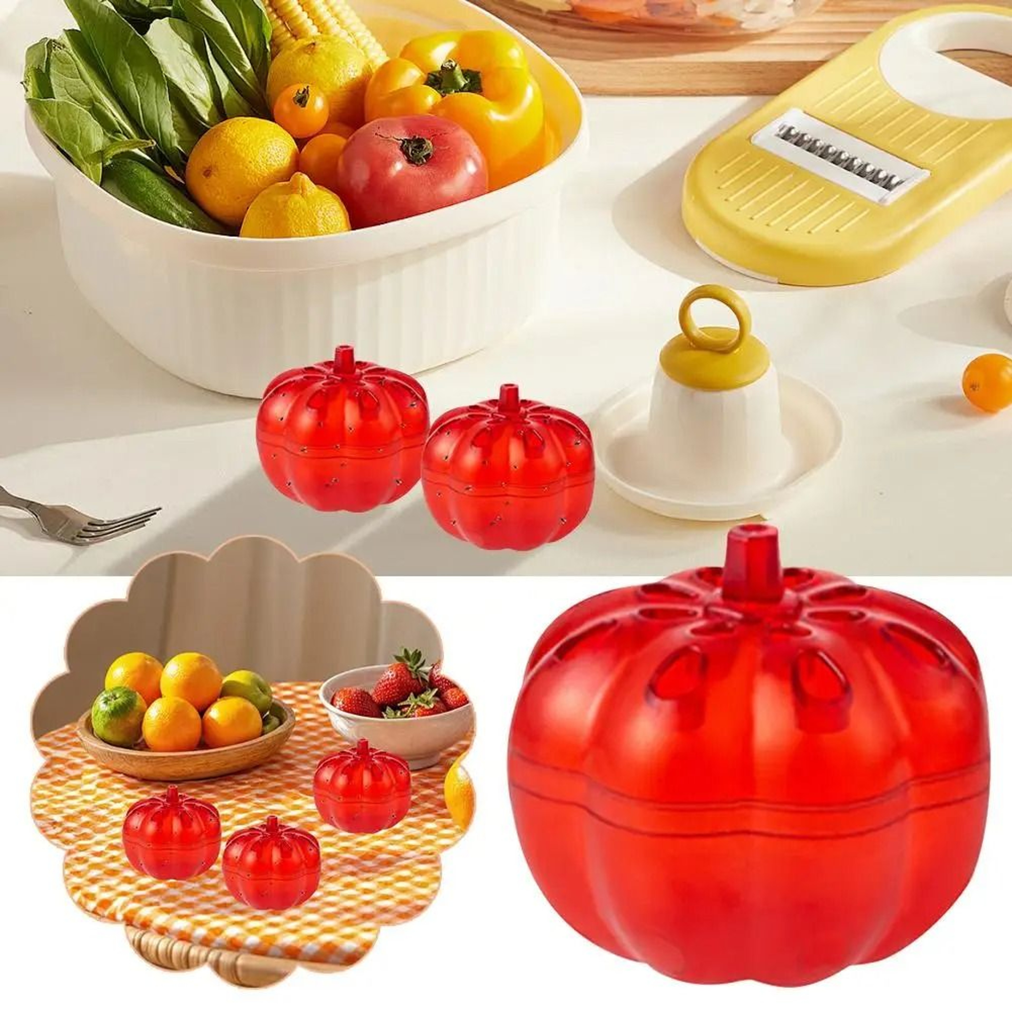 2Pcs Pumpkin Fruit Fly Trap NonToxic Gnat Catcher Kitchen Pest Control 2