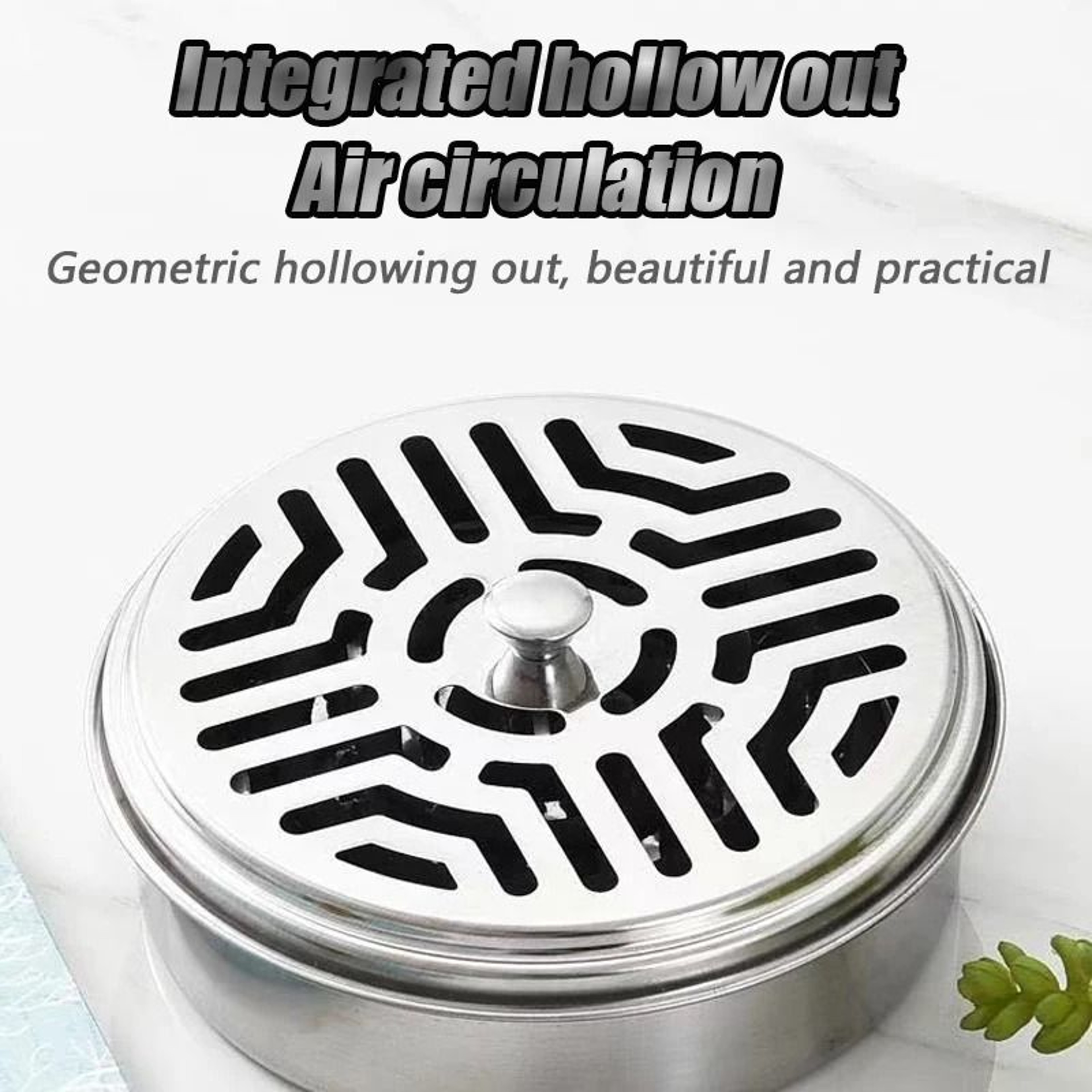 Stainless Steel Mosquito Coil Holder Box Round Incense Burner Tray Cover 2