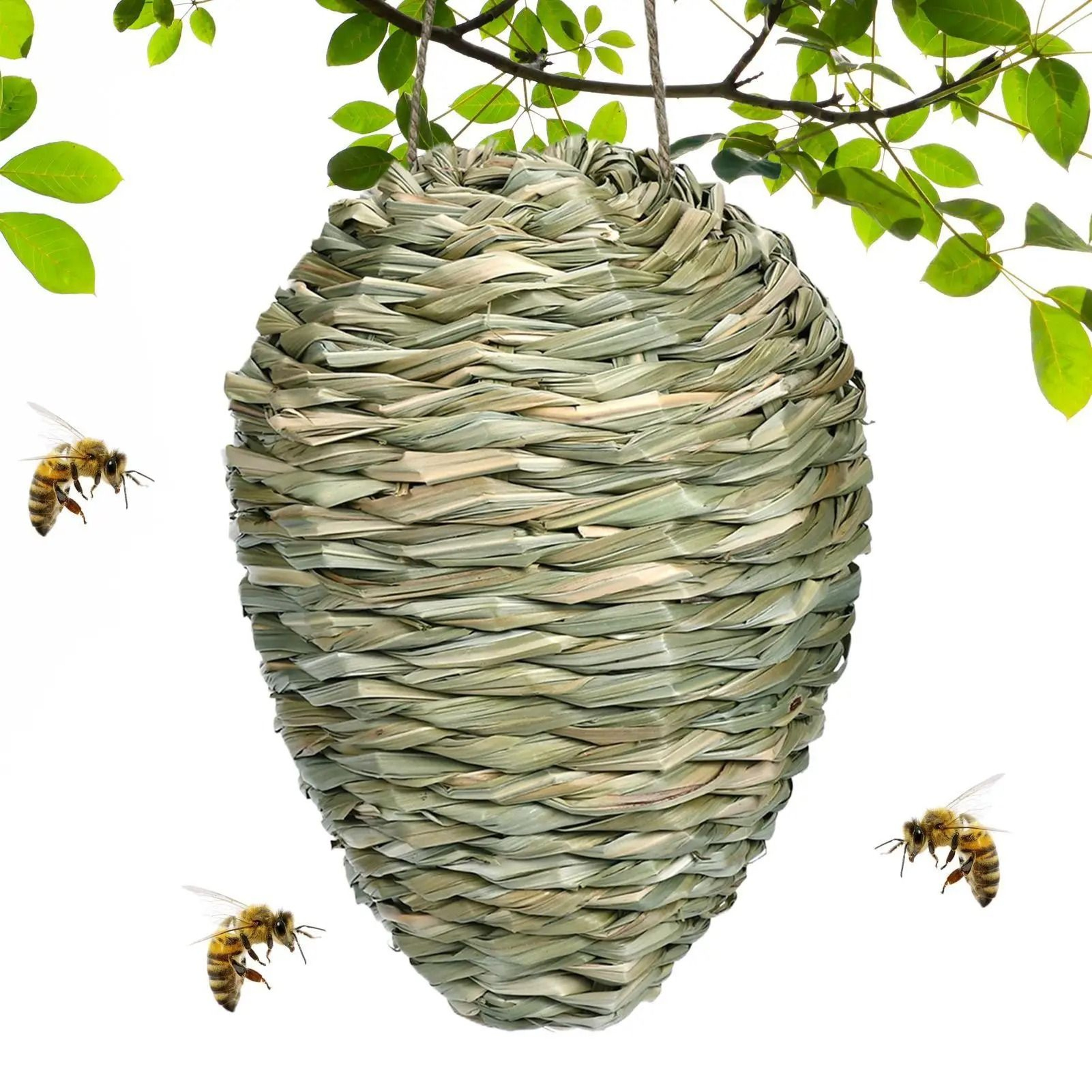 Hanging Fake Hornet Nest Decoy Woven Bee Hive Repellent Garden Yard Patio 0