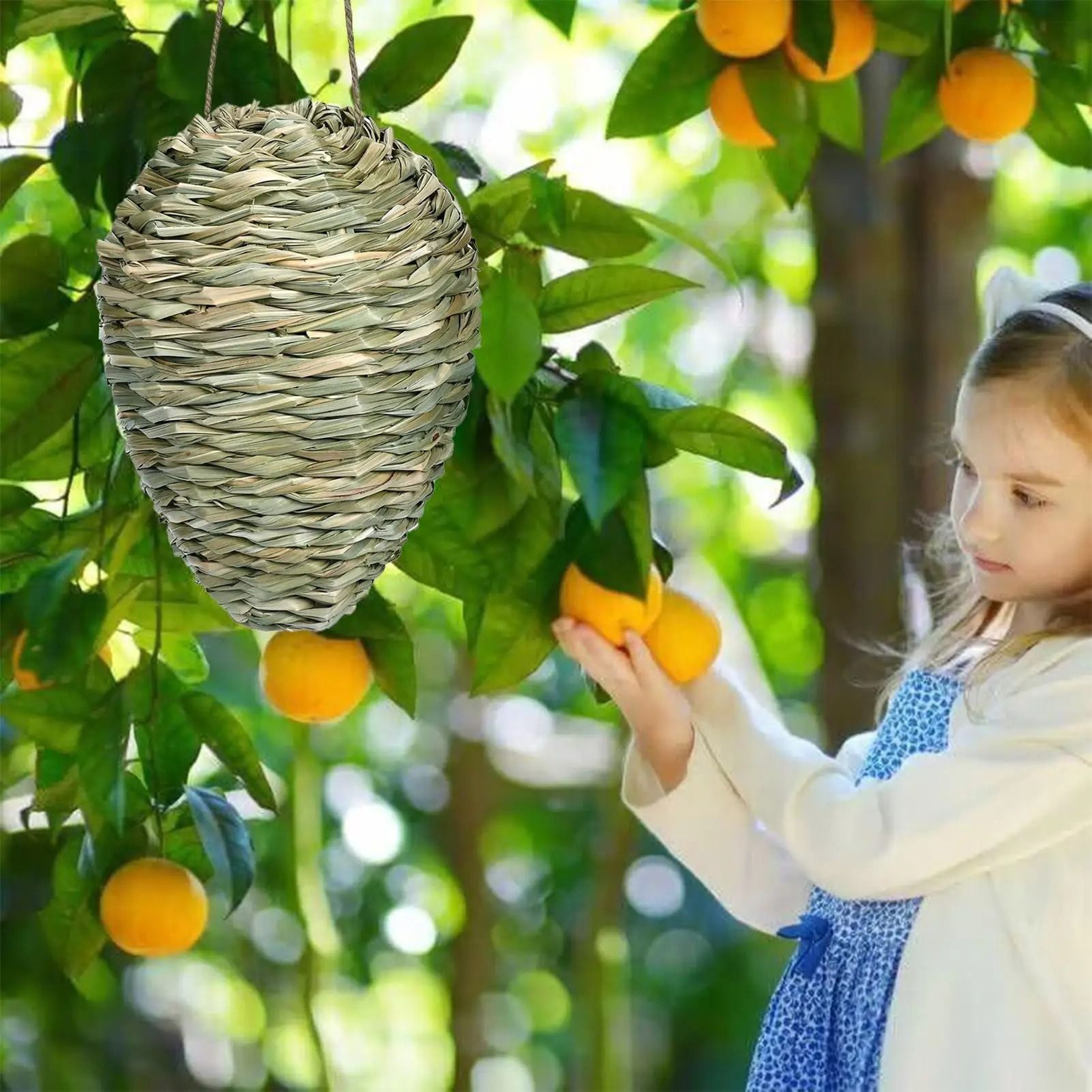 Hanging Fake Hornet Nest Decoy Woven Bee Hive Repellent Garden Yard Patio 1
