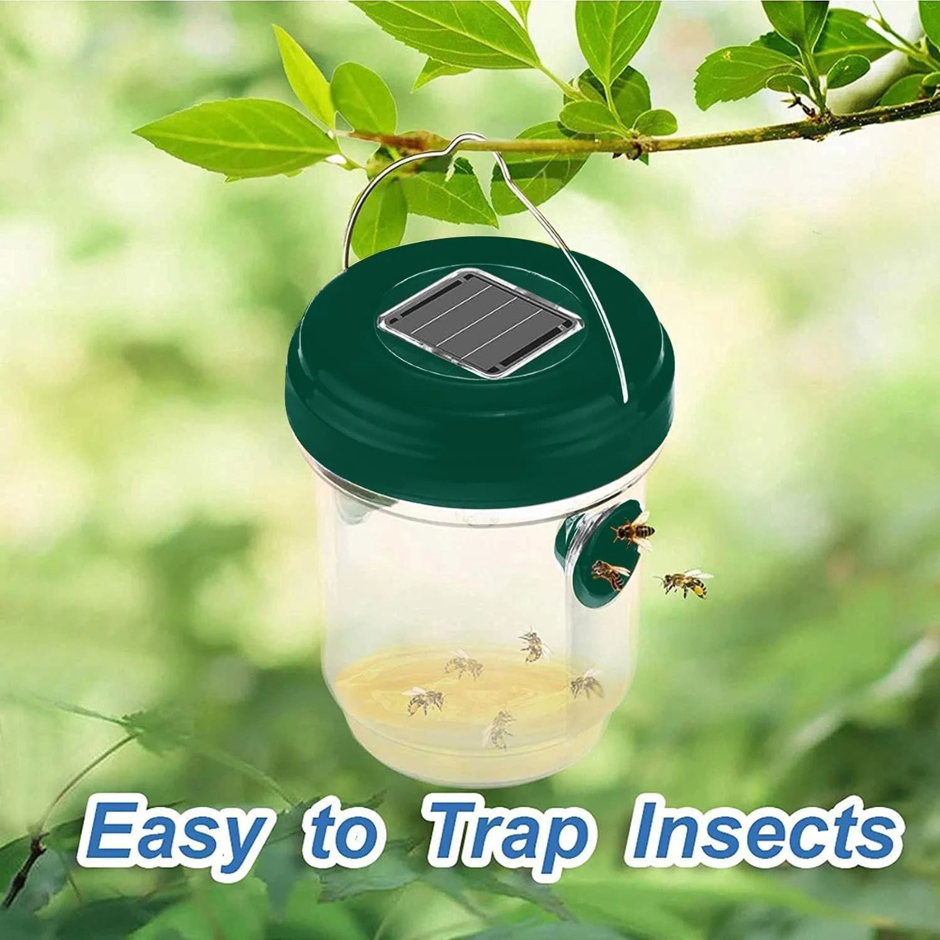 Outdoor Solar Powered UV LED Light Wasp Bottle Trap Bee Hornet Catcher 4